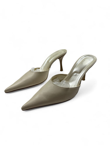 White pointed toes kitten heels mules (37)