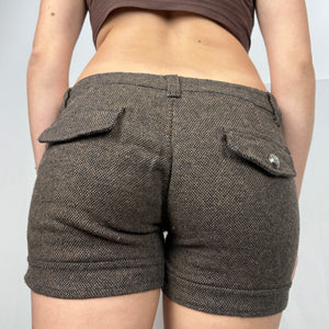 Brown wool low rise mini short (L)