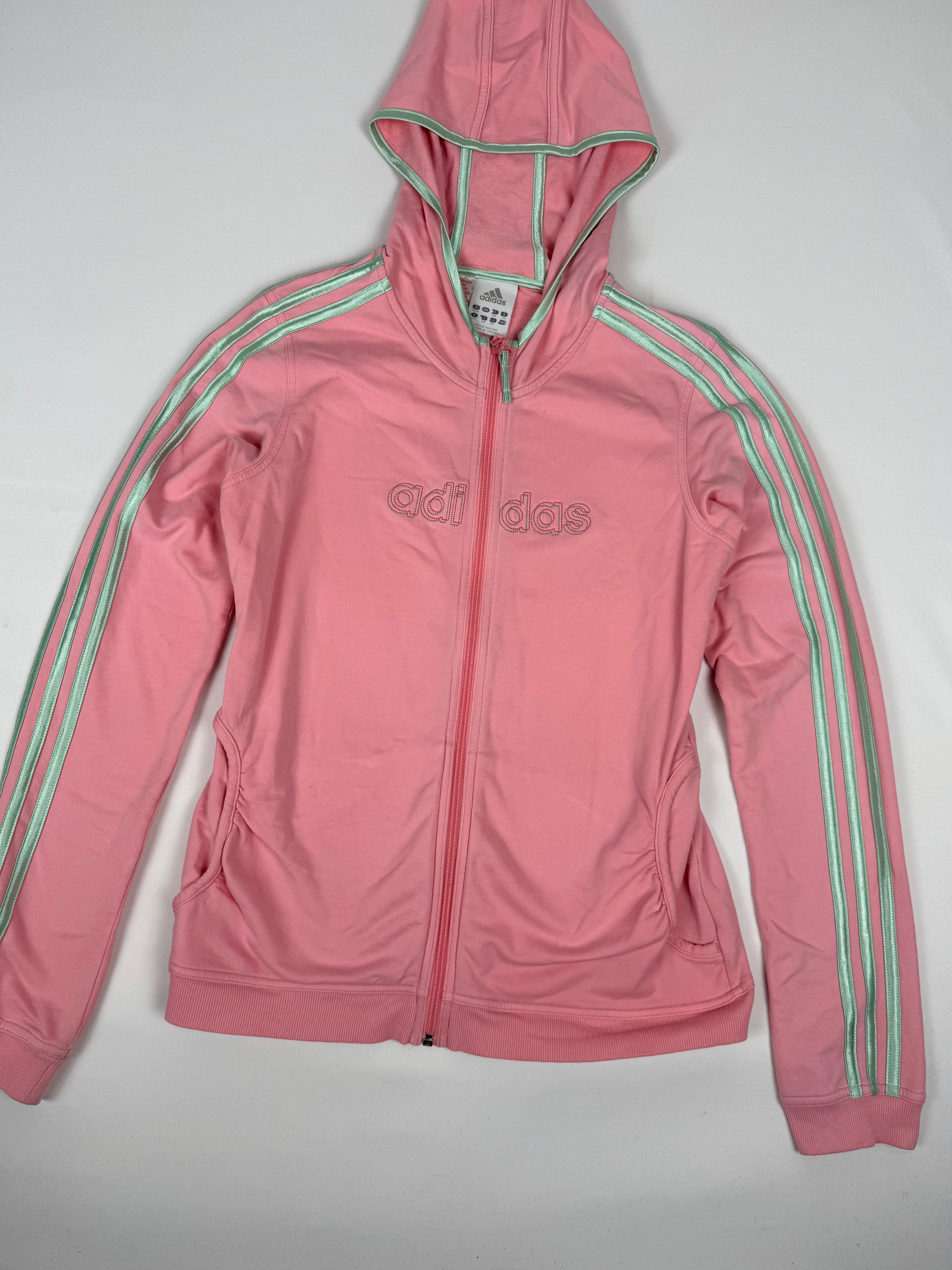 Pink zip up hoodie with embroidered logo (M)