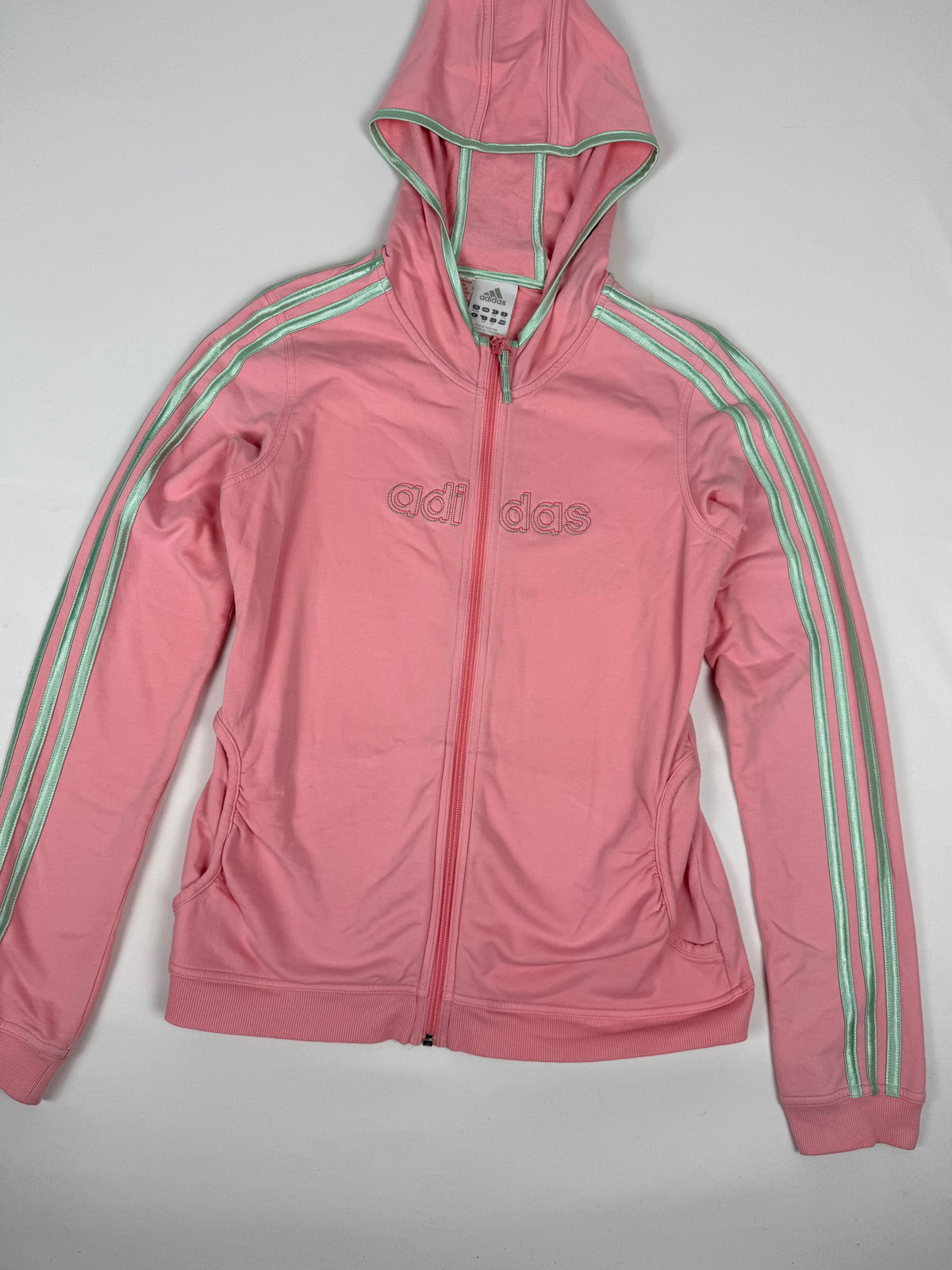 Pink zip up hoodie with embroidered logo (M)