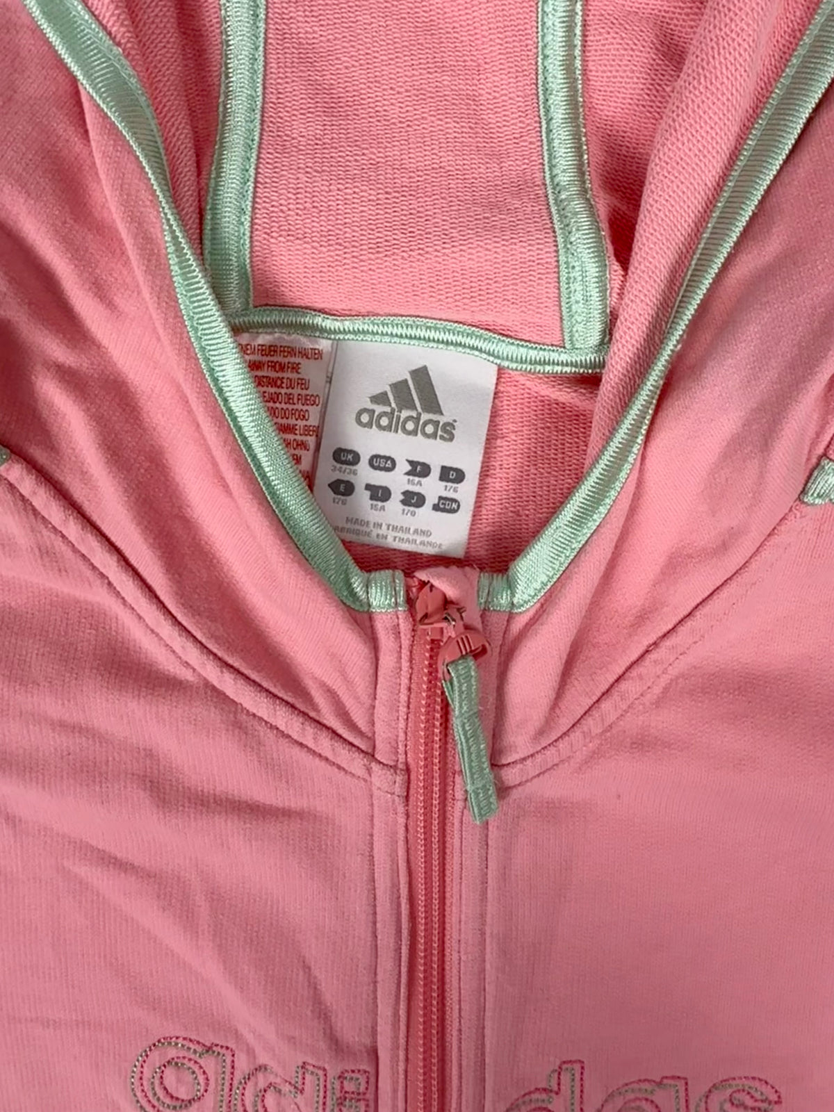 Pink zip up hoodie with embroidered logo (M)