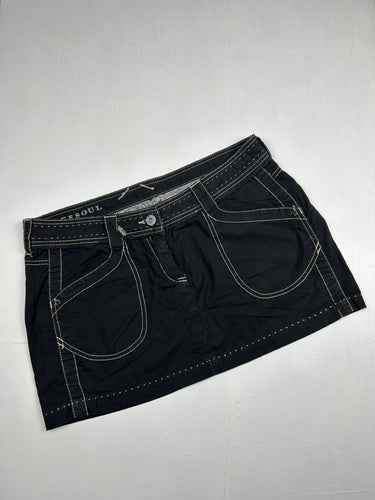 Navy blue denim mini / micro skirt (L)