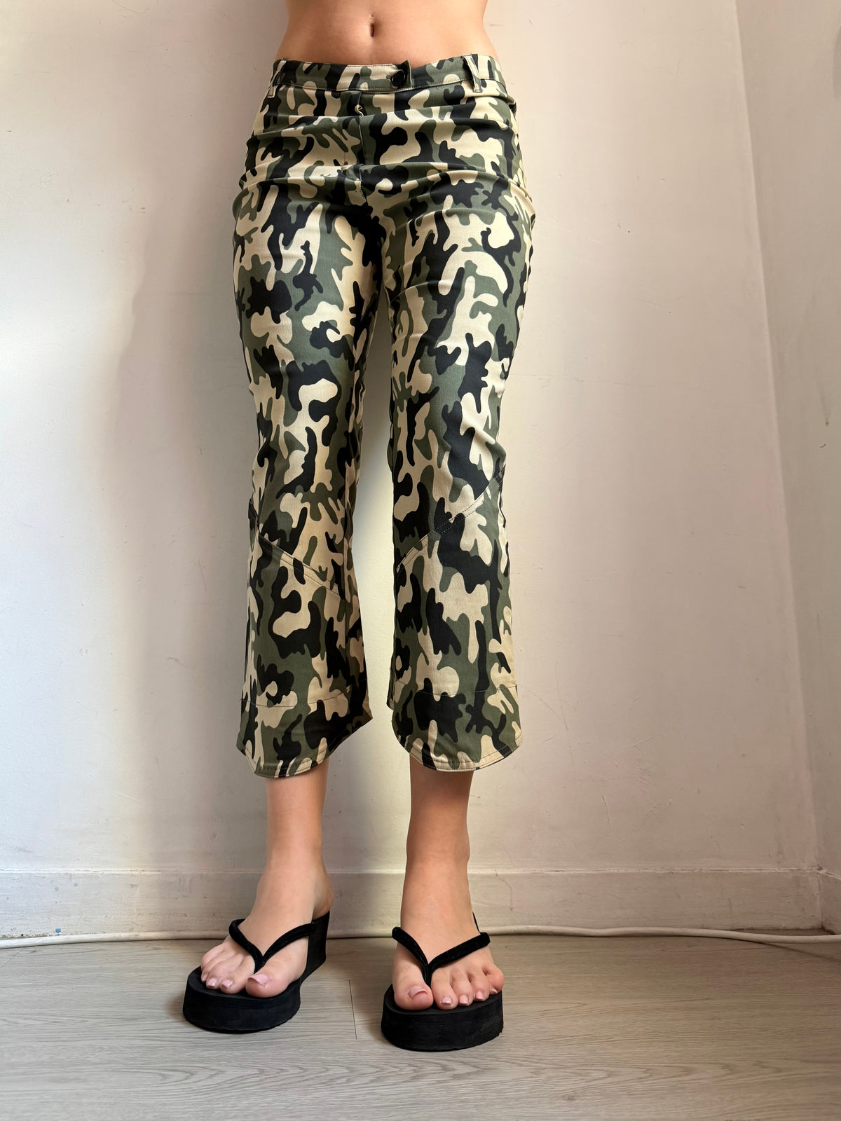 Pantalon droit taille basse en jean noir (XS)
