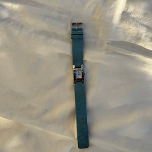 Vintage stainless steel blue leather bracelet watch jewelry