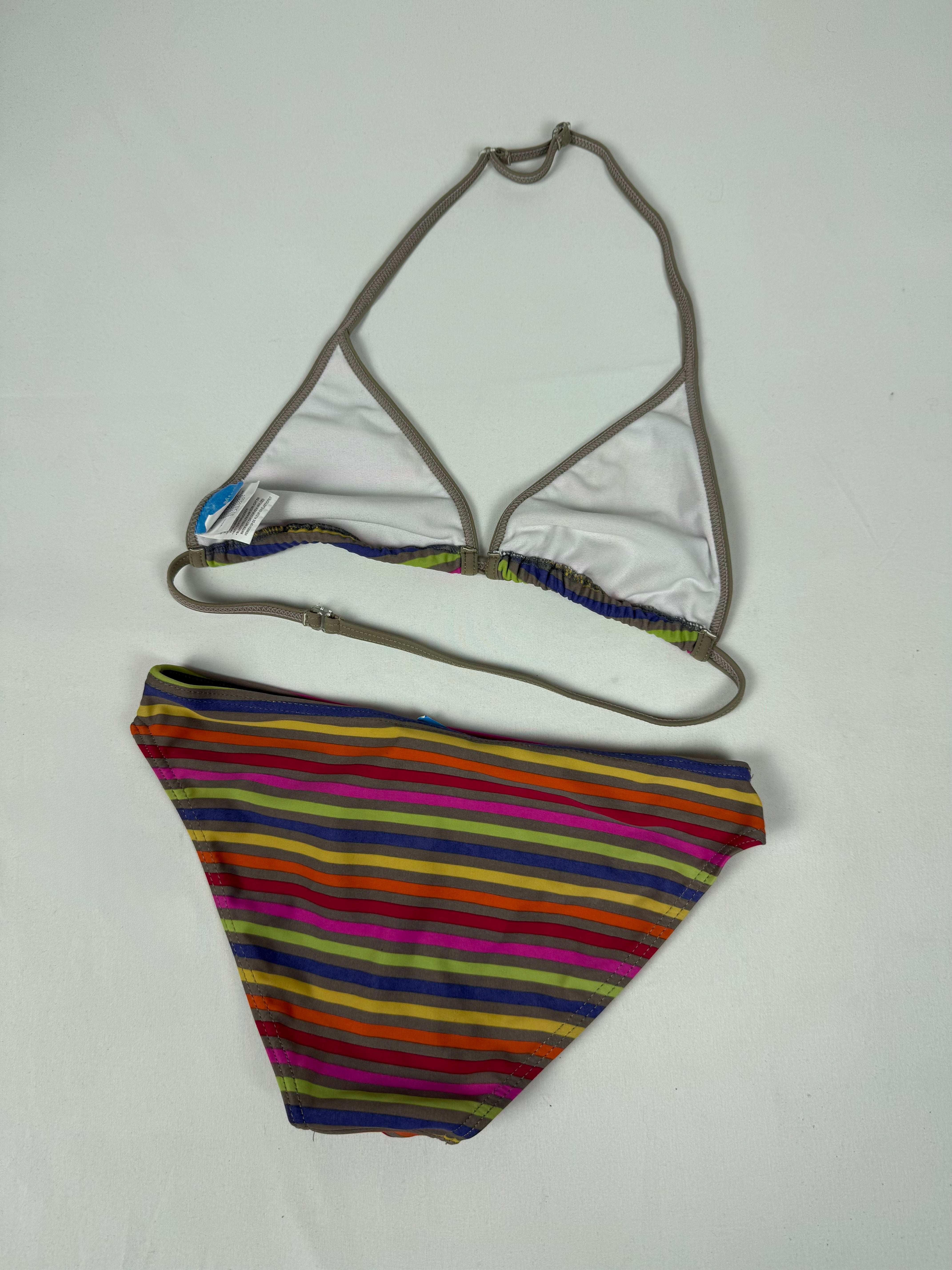 Multicolor striped low rise bikini set (XS)