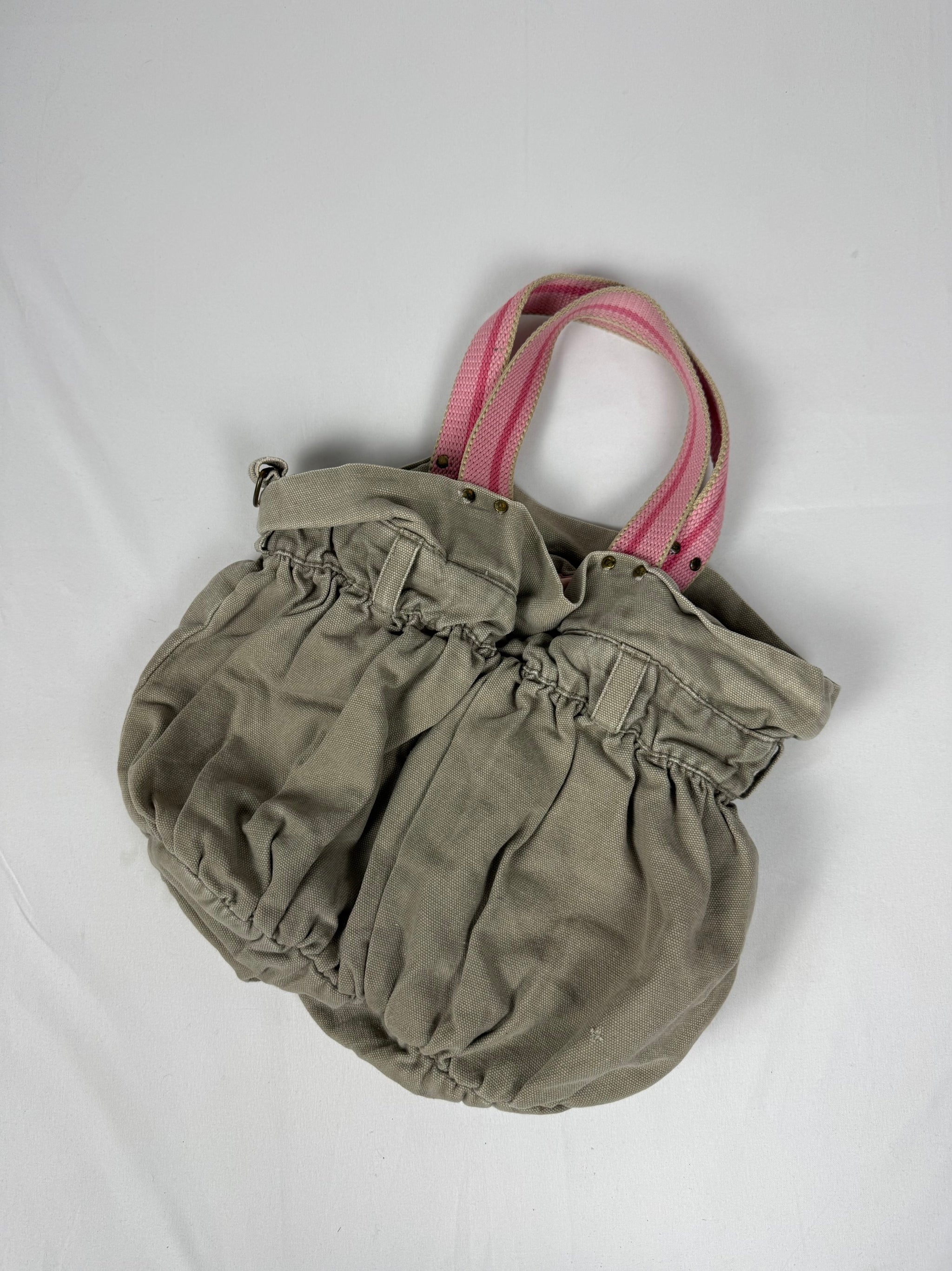 Khaki cotton besace bag (35x30cm)
