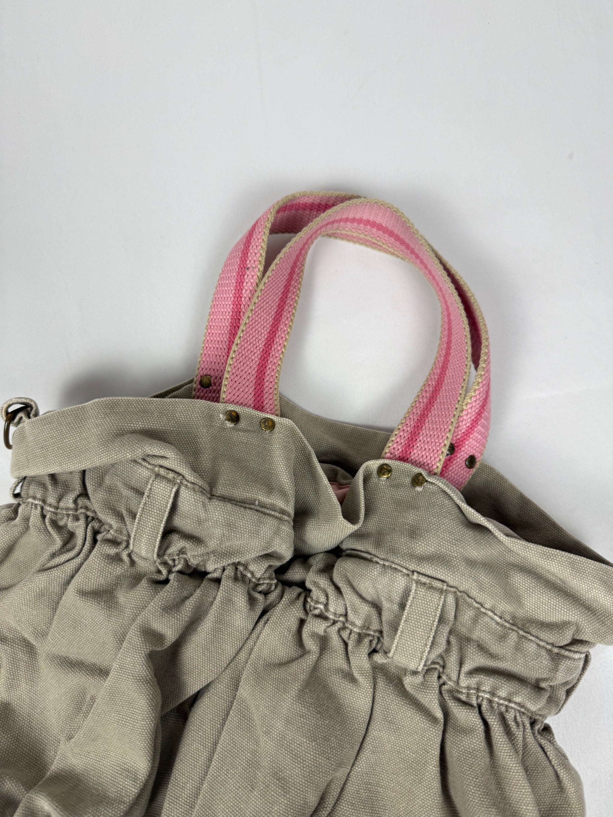 Khaki cotton besace bag (35x30cm)