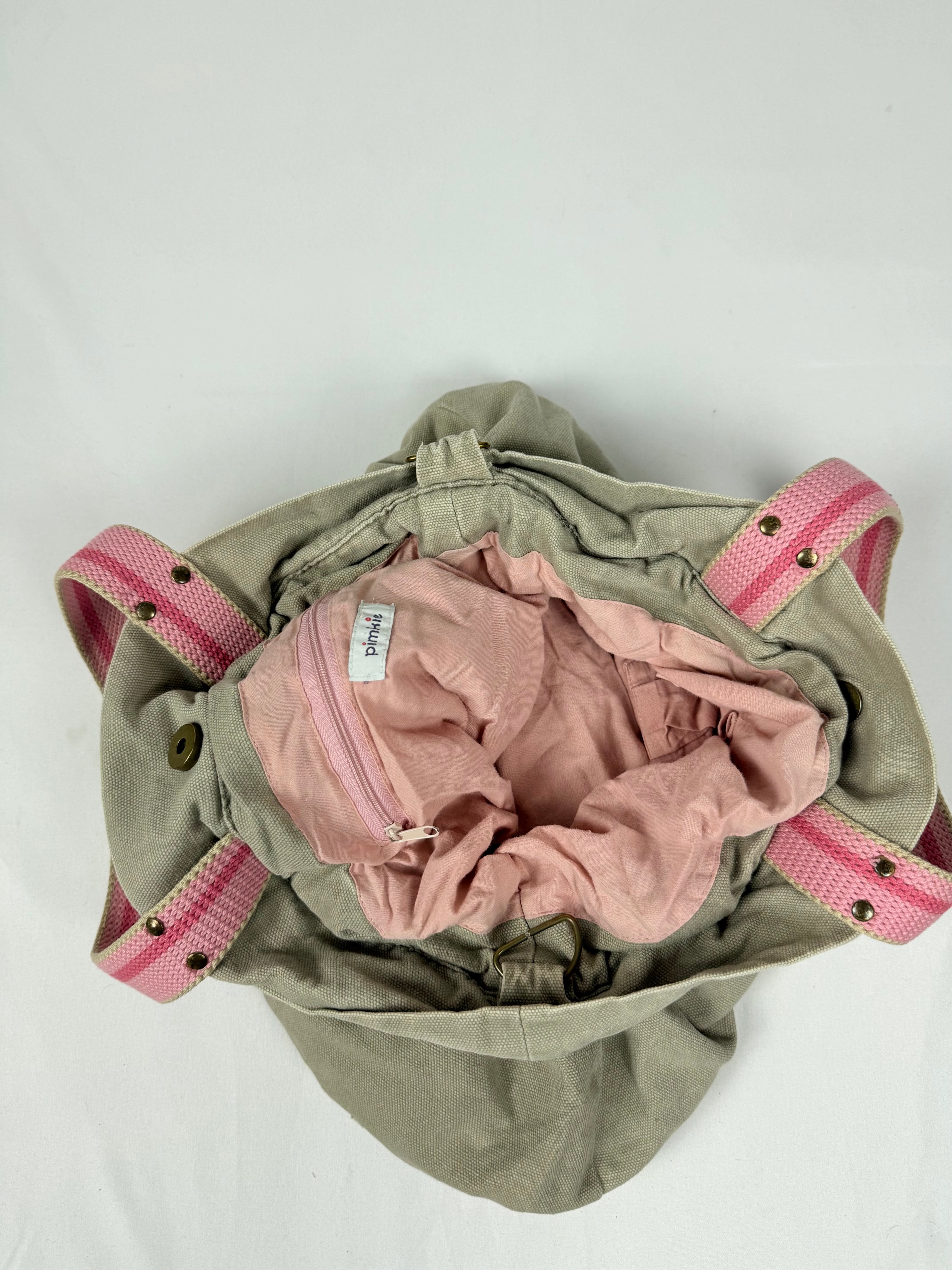 Khaki cotton besace bag (35x30cm)