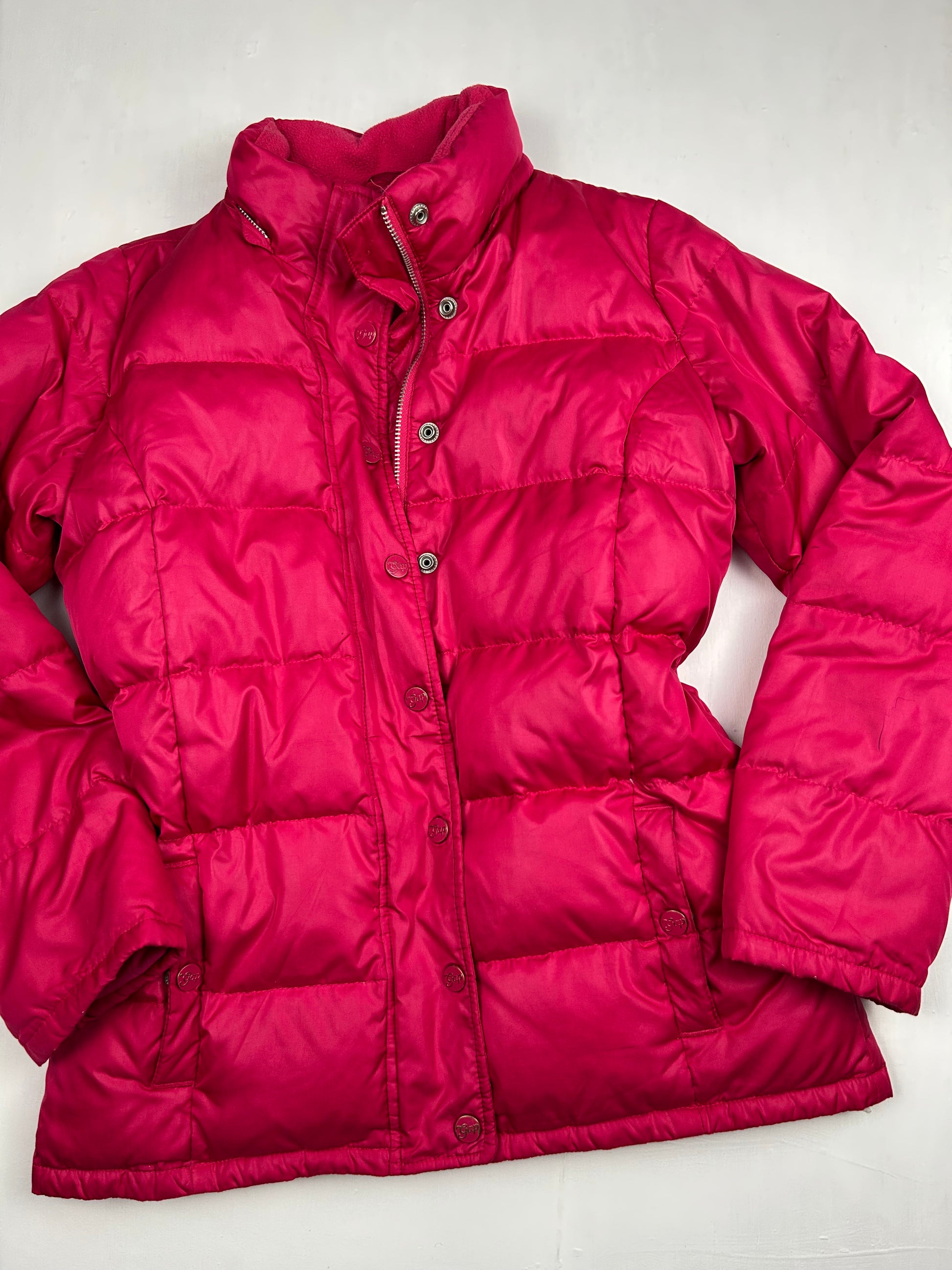 Pink y2k zip up puffer jacket (S)