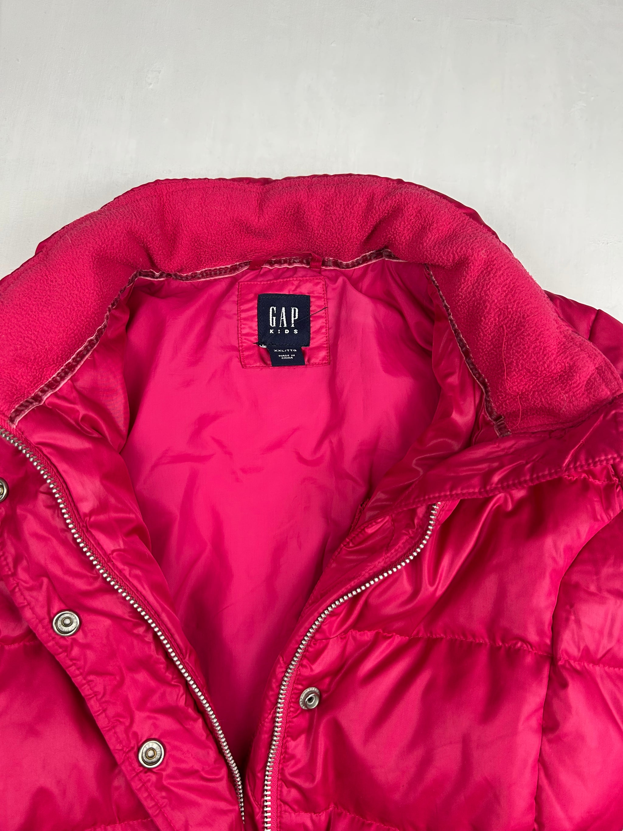 Pink zip up puffer jacket (S/M)