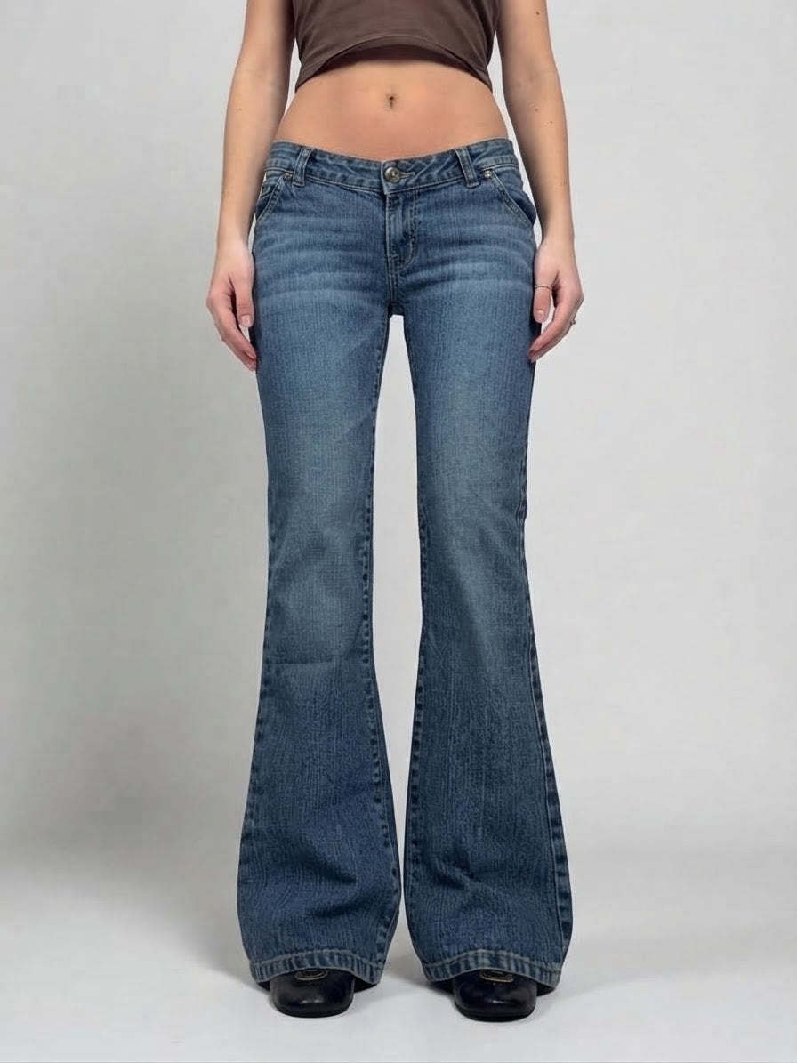 Blue denim flare bootcut pants (XS/S)