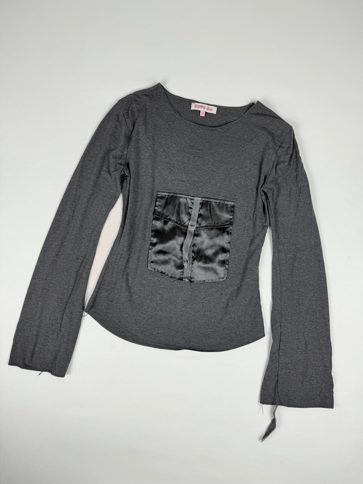 Grey pocket flared long sleeves top (S/M)