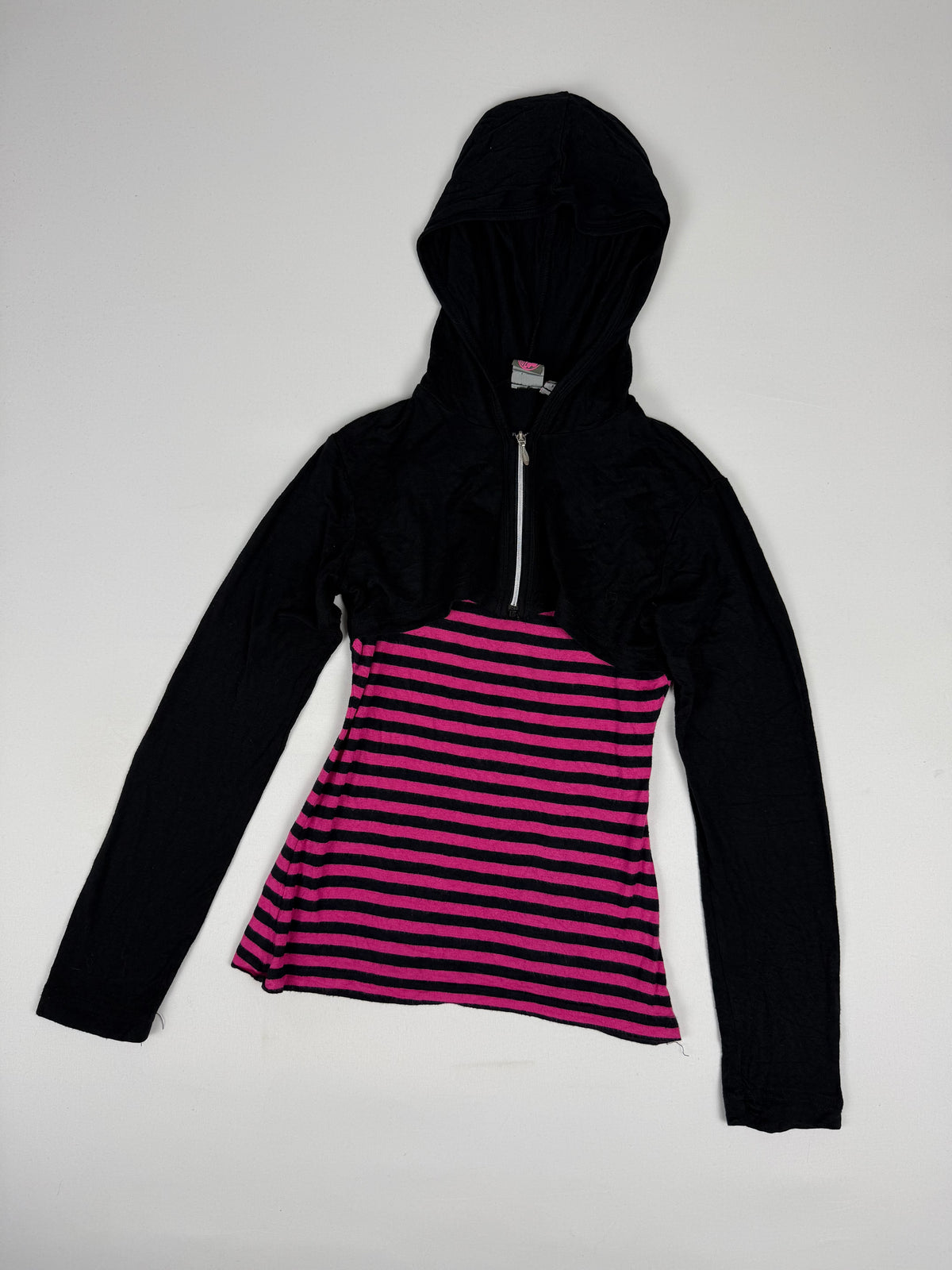 Black striped hooded long sleeves top (XS)