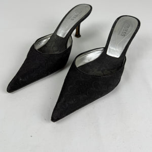 Black pointed toes heels mules (36)