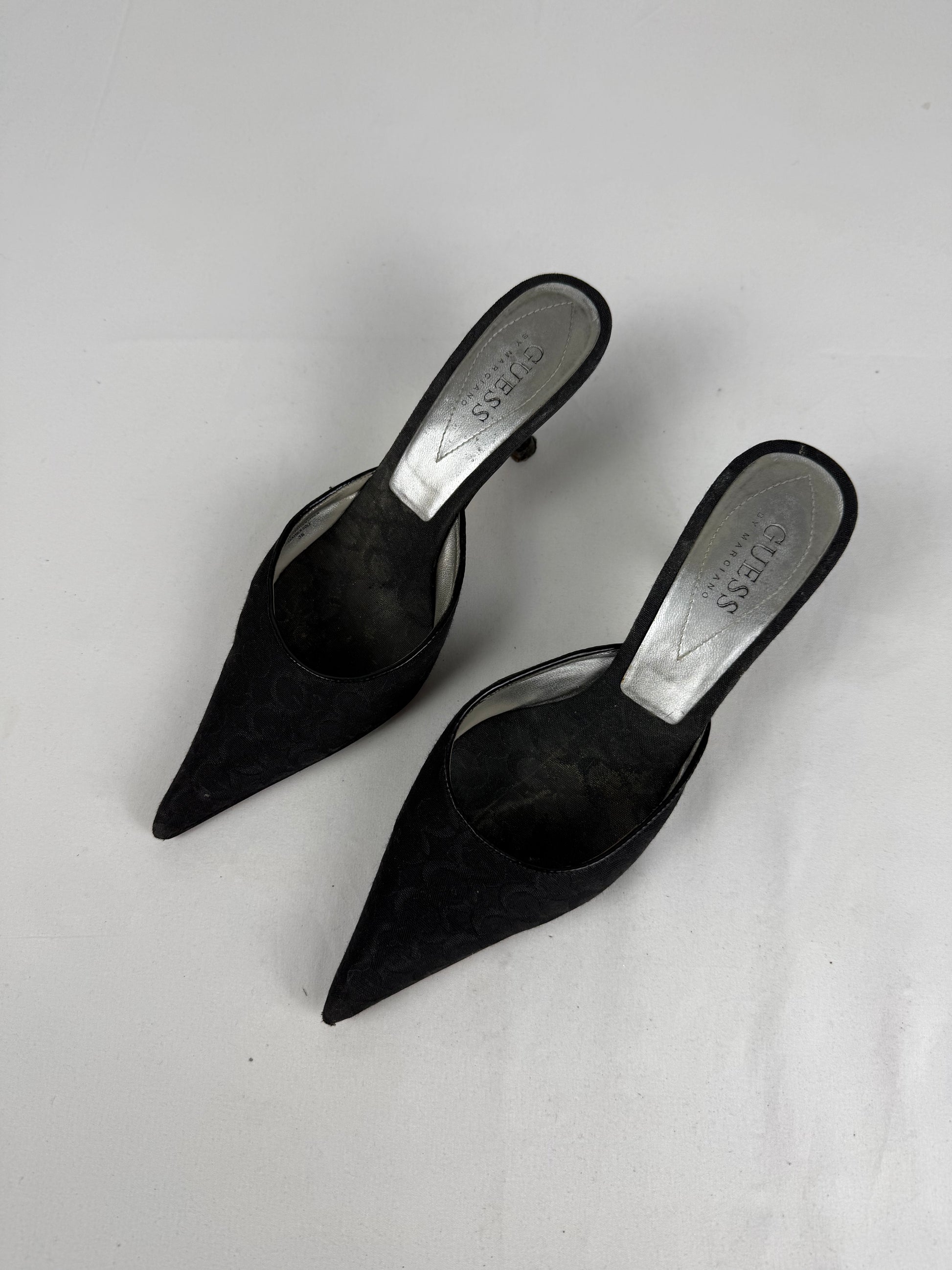 Black pointed toes heels mules (36)