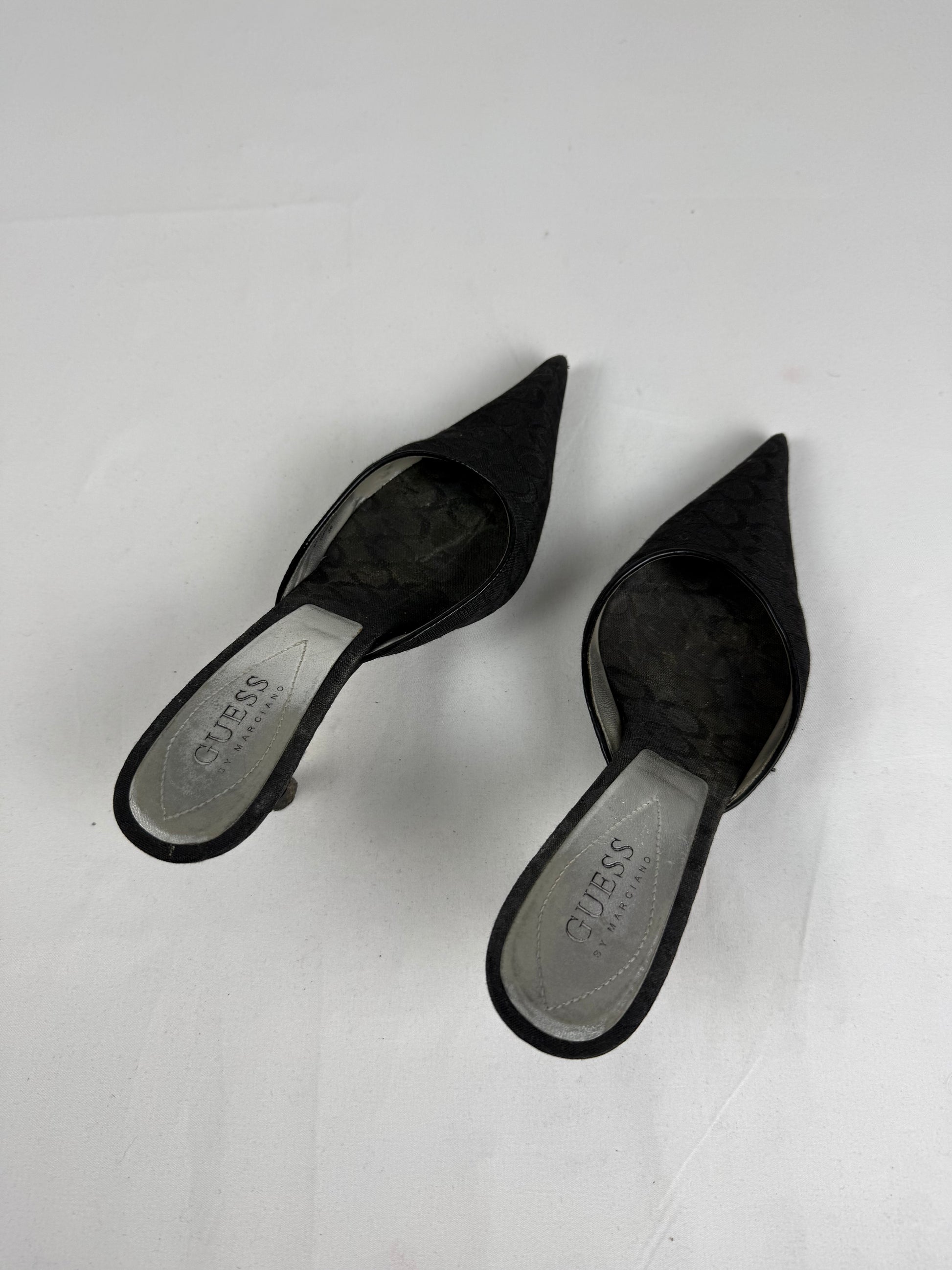 Black pointed toes heels mules (36)