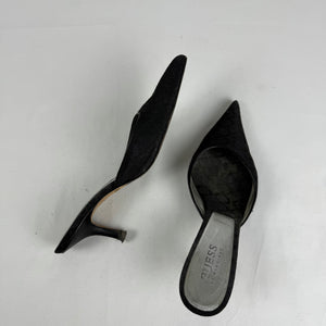 Black pointed toes heels mules (36)