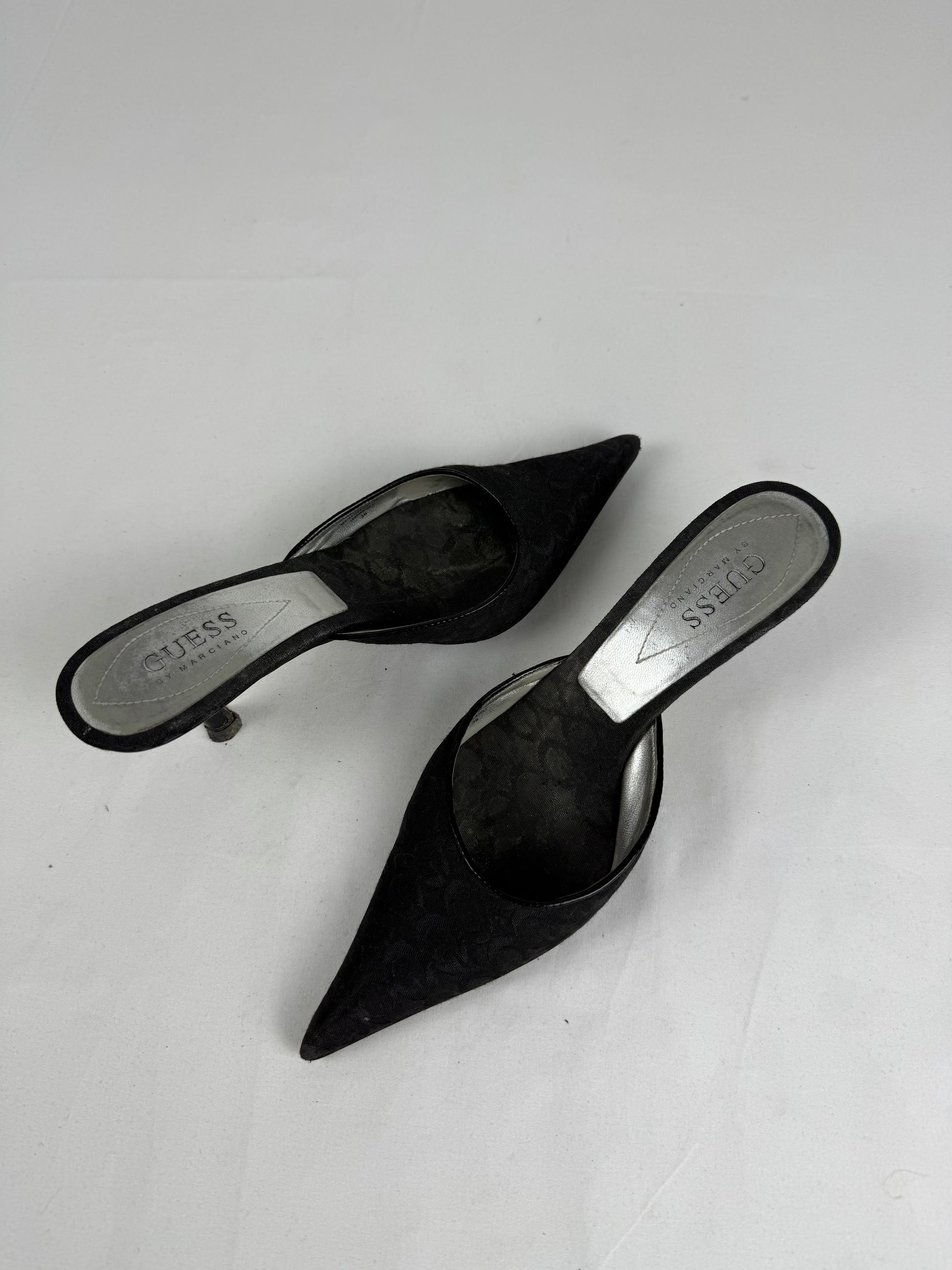 Black pointed toes heels mules (36)