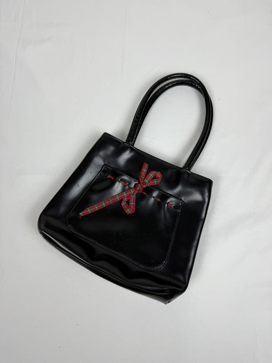 Black pvc leather mini handbag (22x23cm)