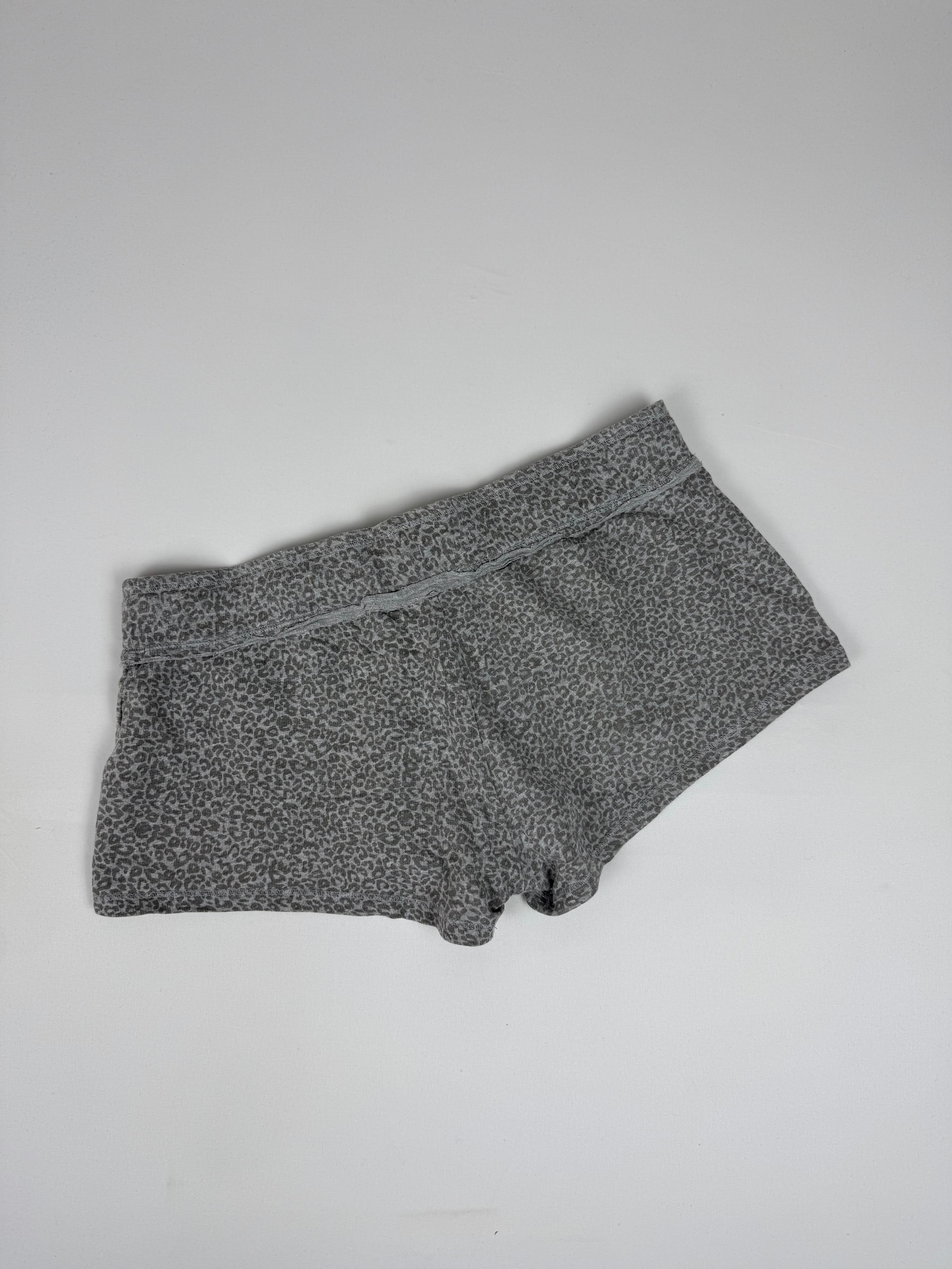 Grey animal print cotton mini short (M)