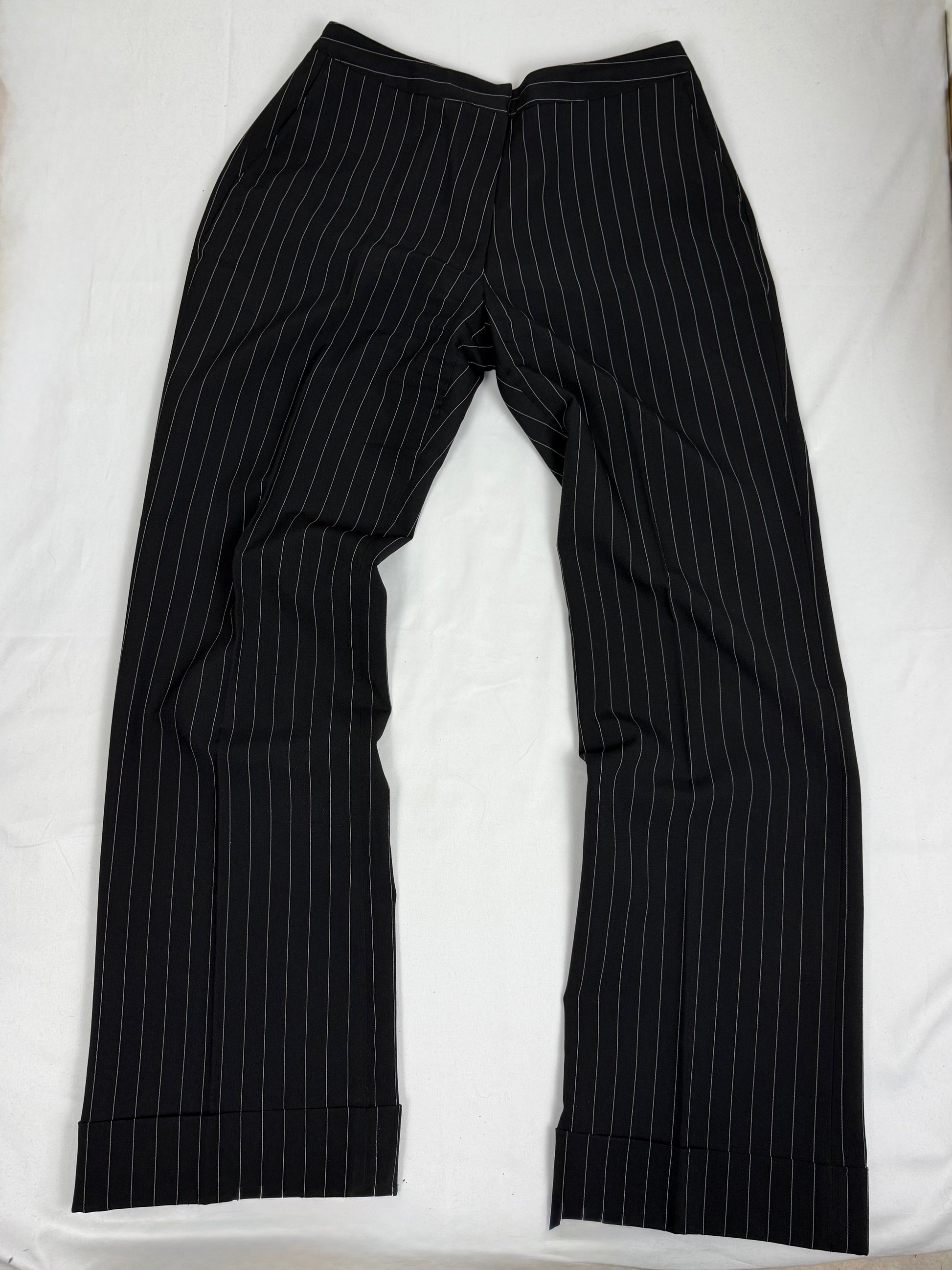 Black striped low rise flared bootcut office pants (M/L)