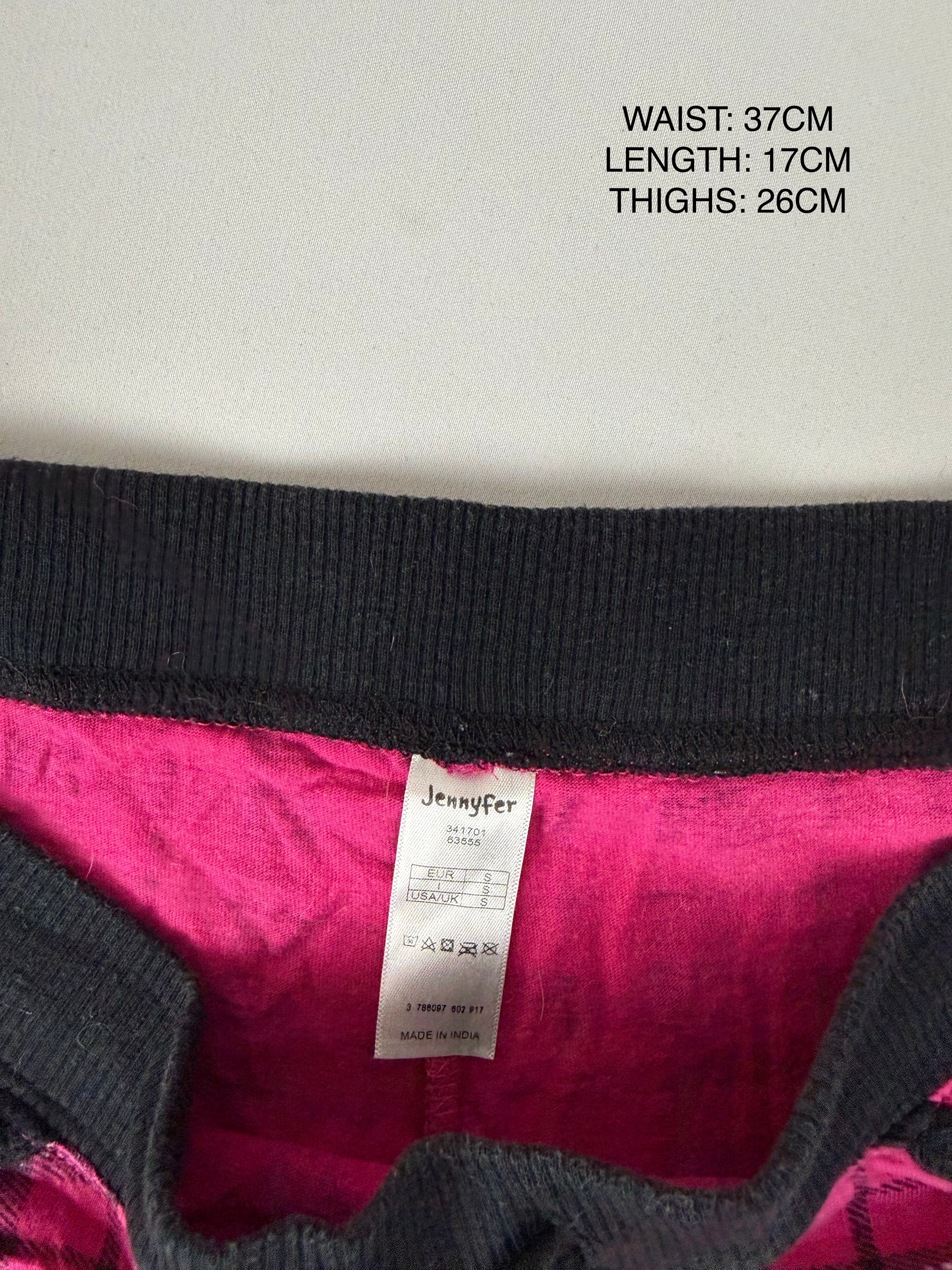 Pink check print cotton mini short (S)