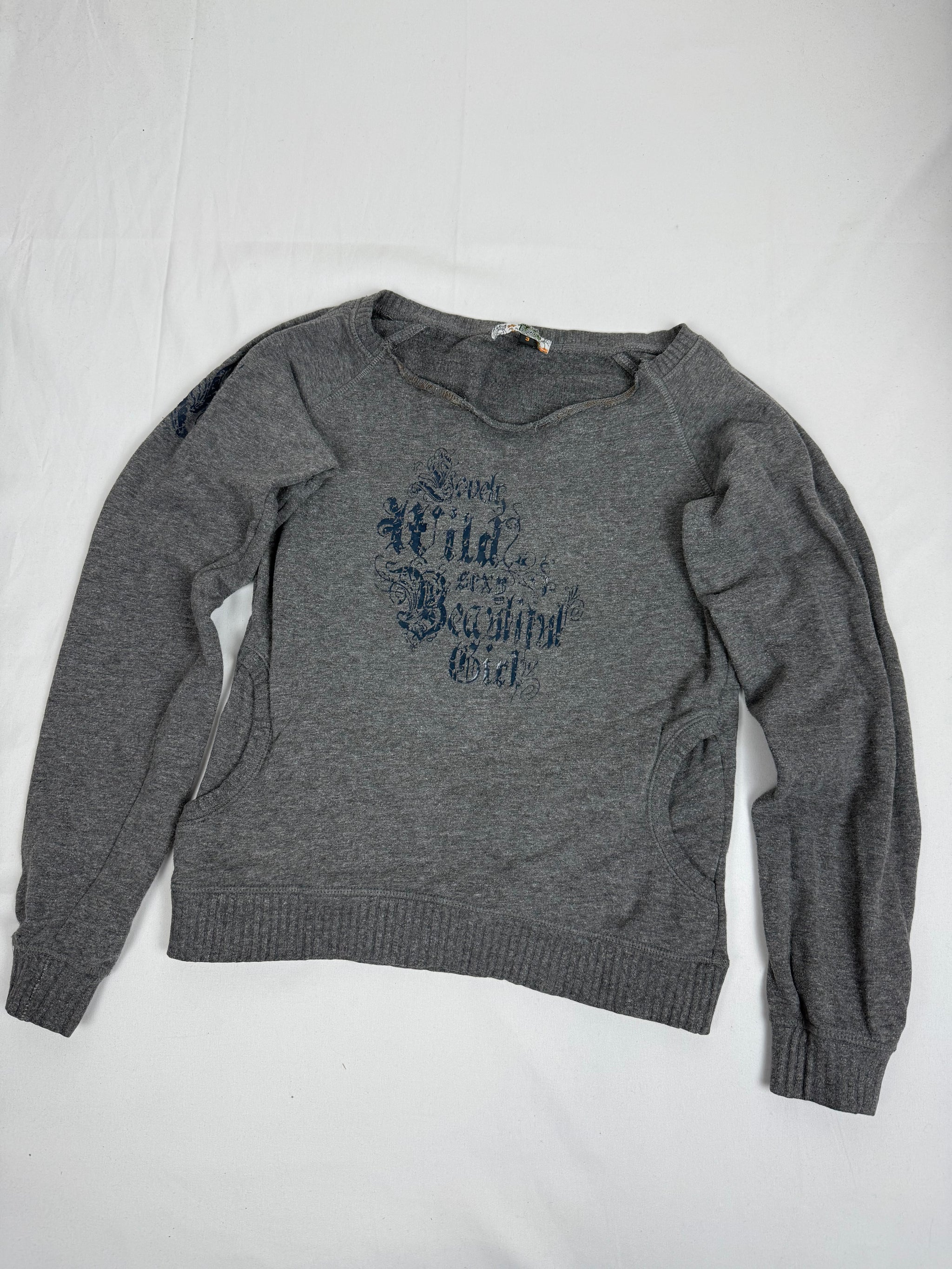 Grey graphic cotton jumper (S/M)
