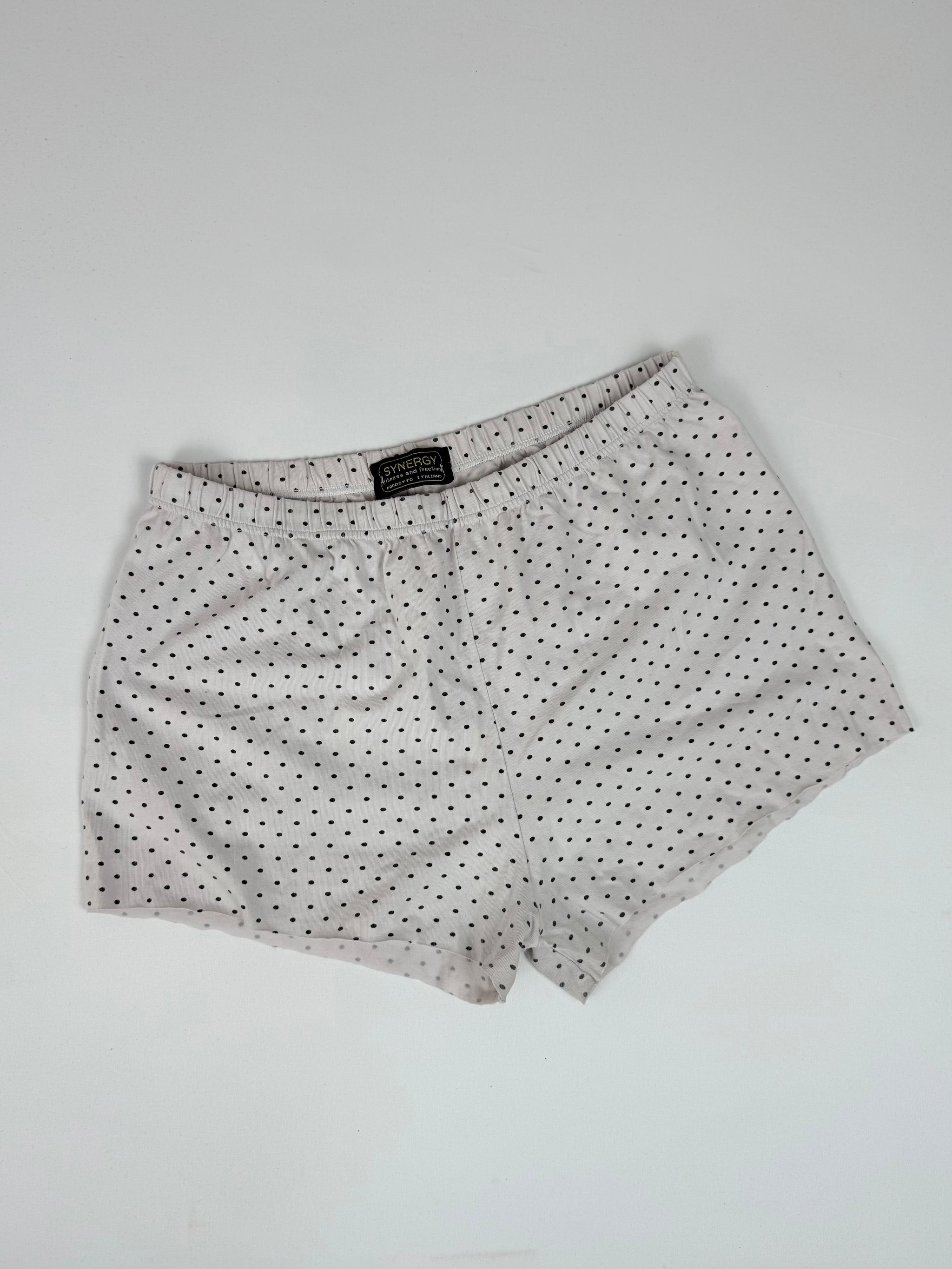 White polka dots cotton mini short (L)
