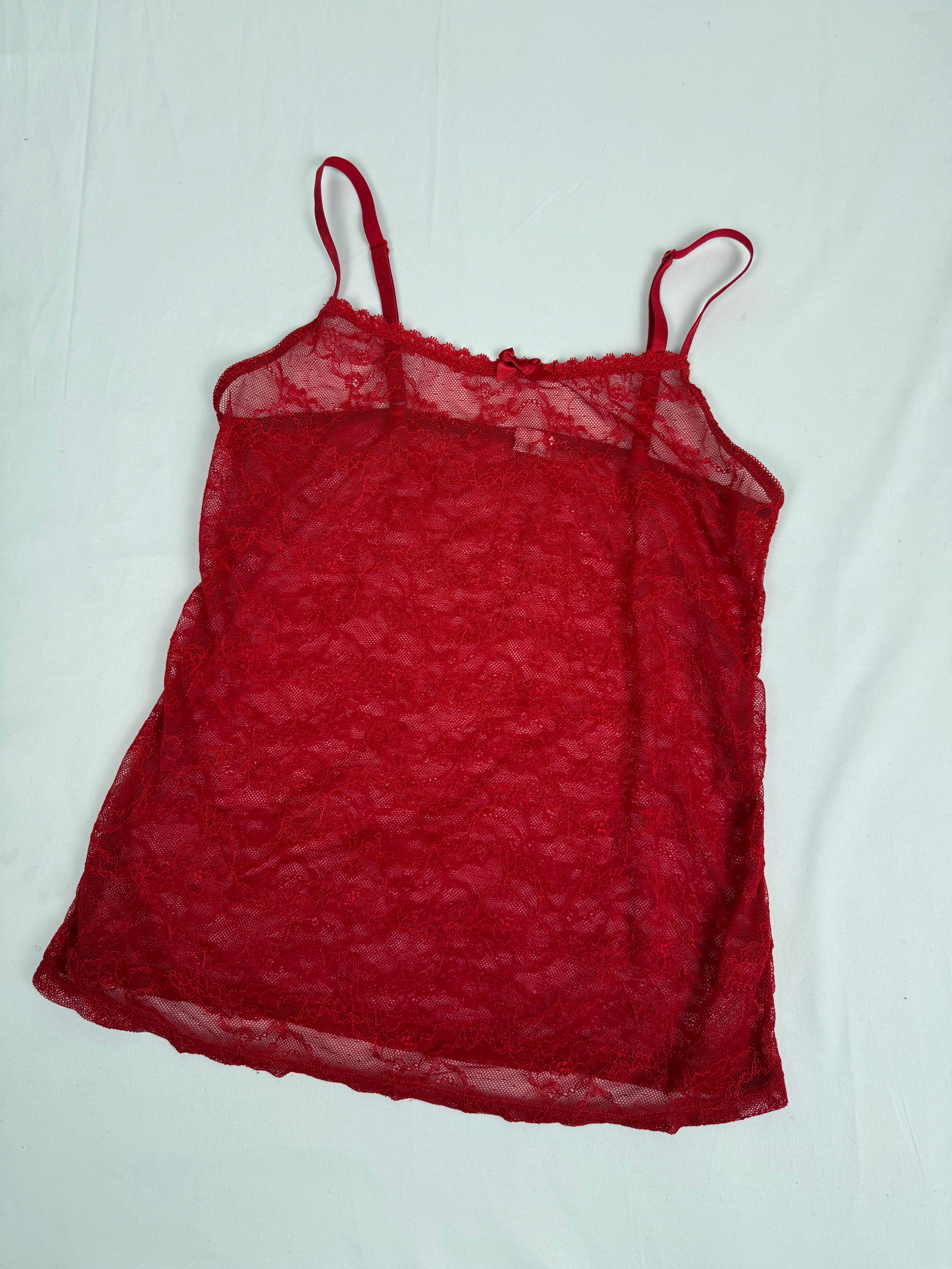 Red mesh tight fit cami top (M/L)