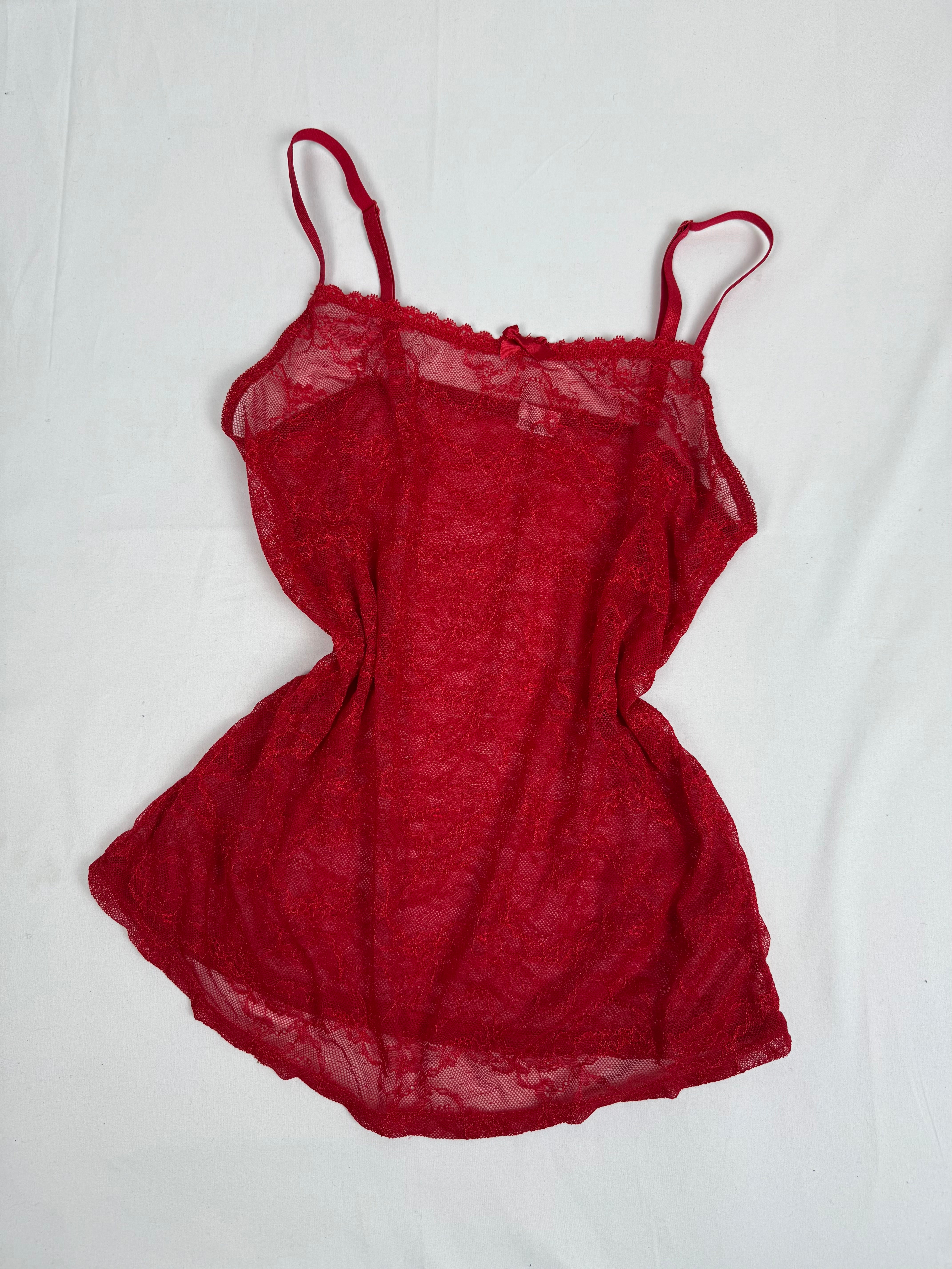 Red mesh tight fit cami top (M/L)