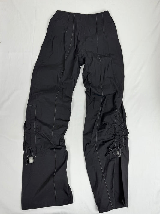Black ruched striped pants (XS)