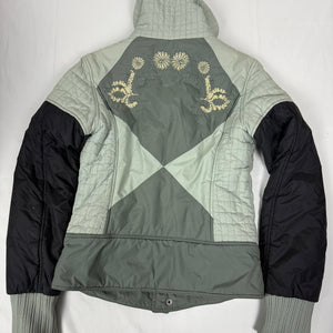 Khaki embroidered floral puffer jacket (S)