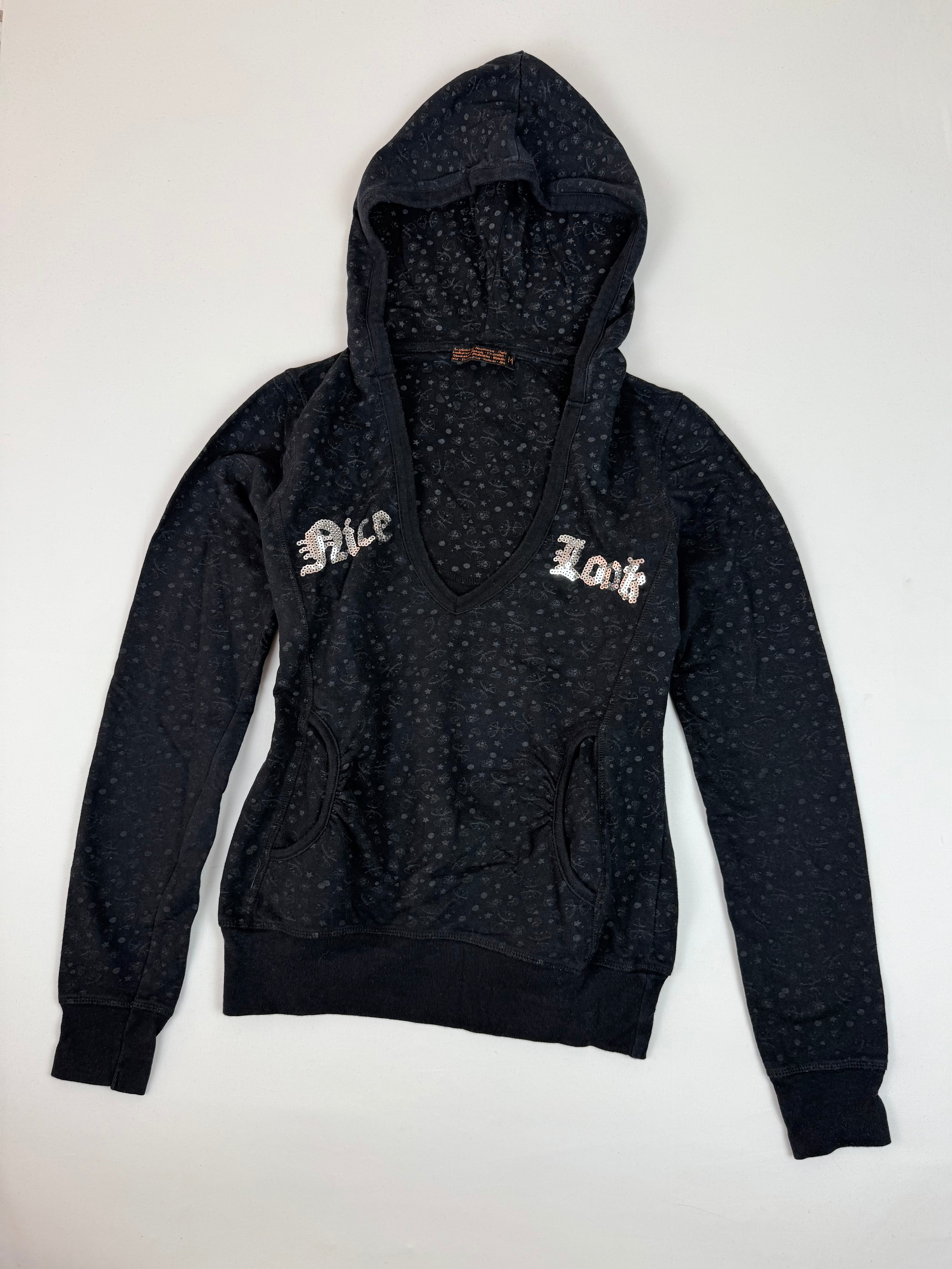 Black sequins logo hoodie (M)