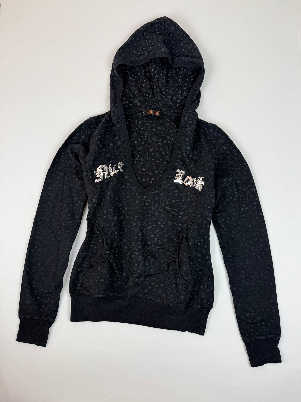 Black sequins logo hoodie (M)