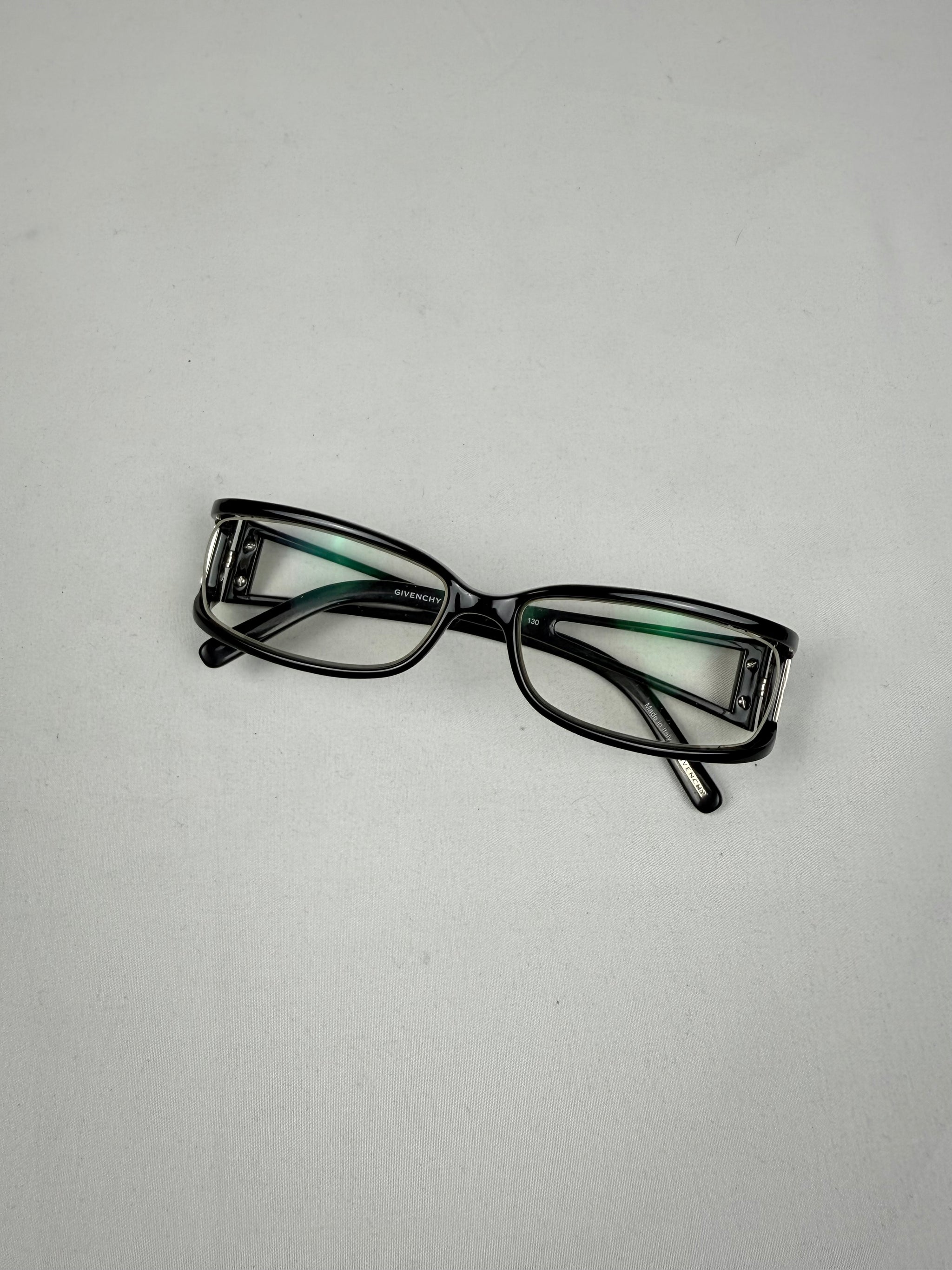 Black office glasses rhinestones logo (with prescription)