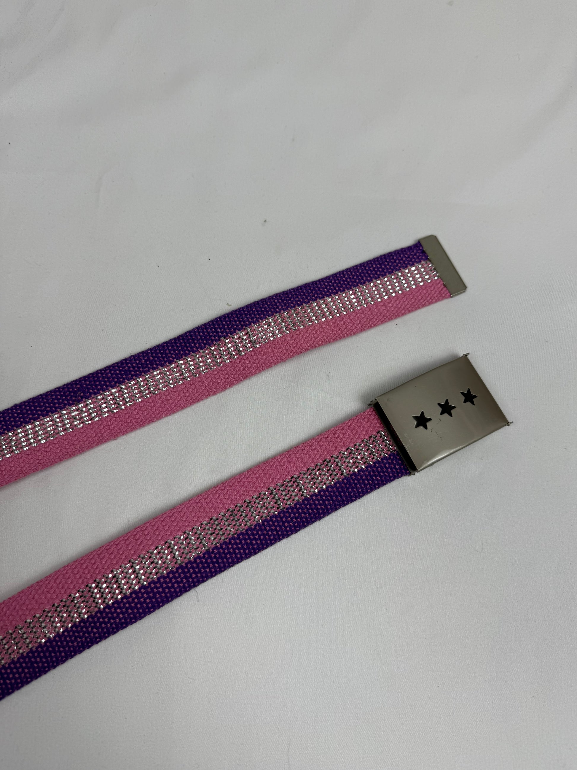 Striped pink metallic belt (95cm)