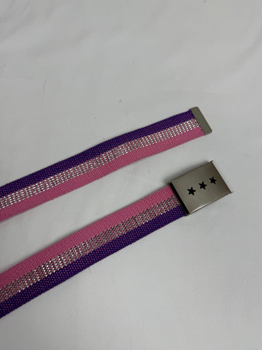 Striped pink metallic belt (95cm)
