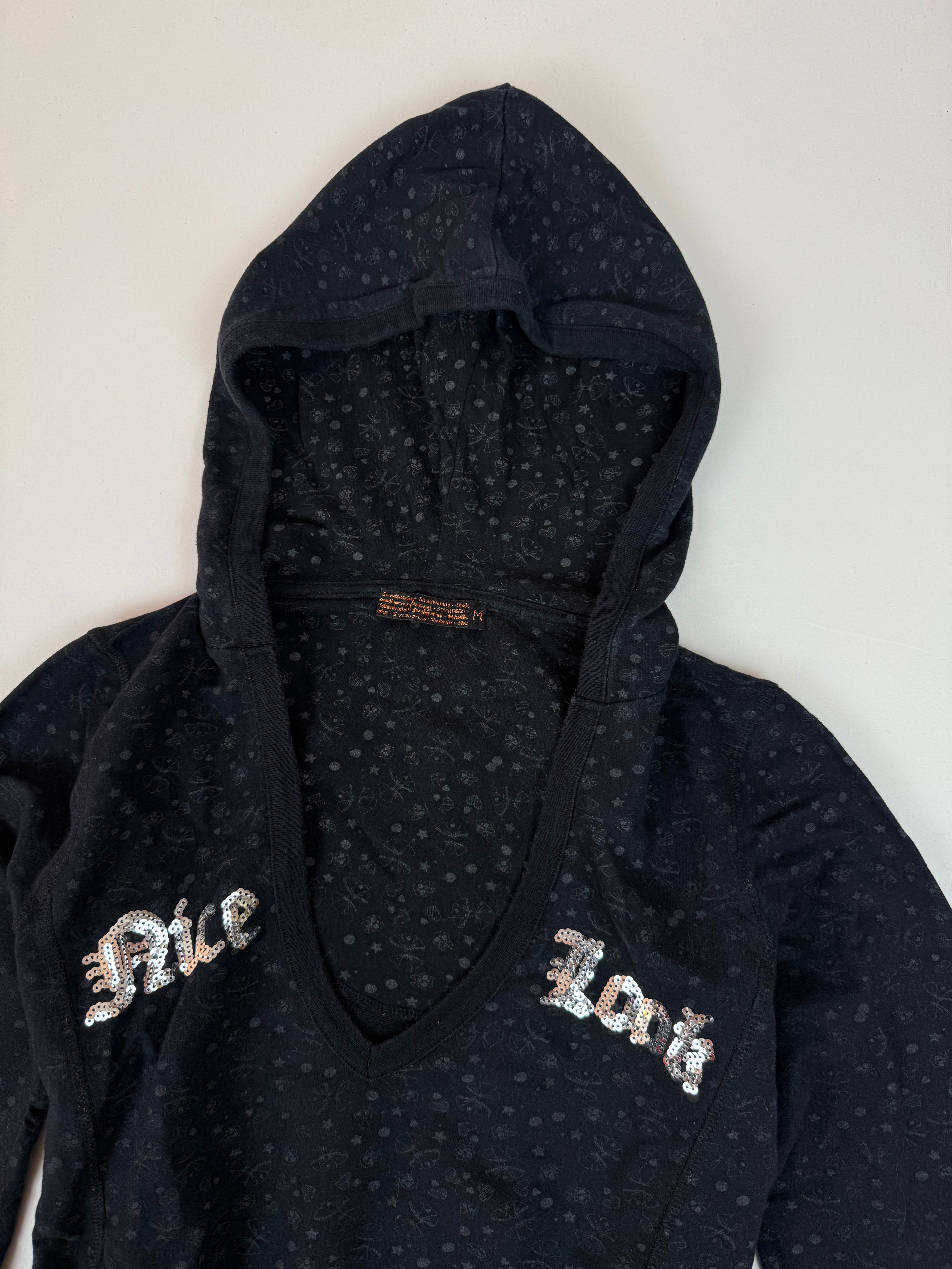 Black sequins logo hoodie (M)