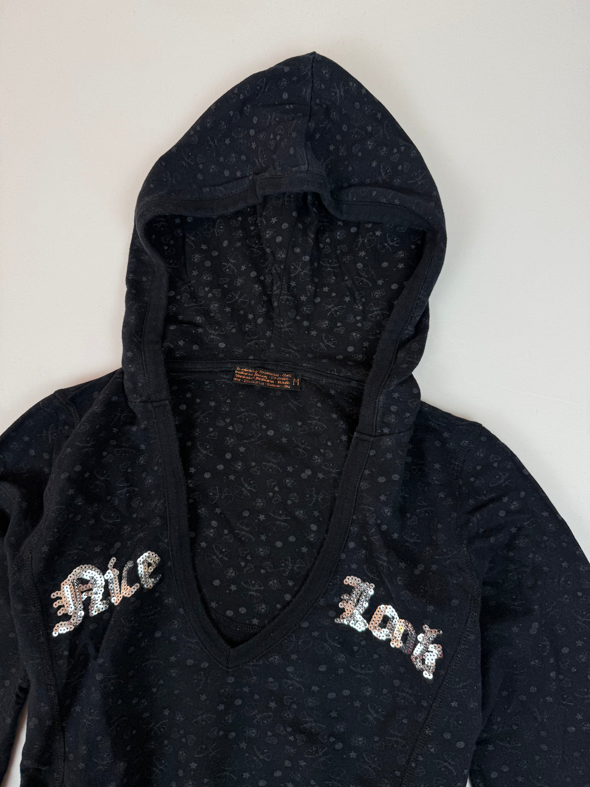 Black sequins logo hoodie (M)