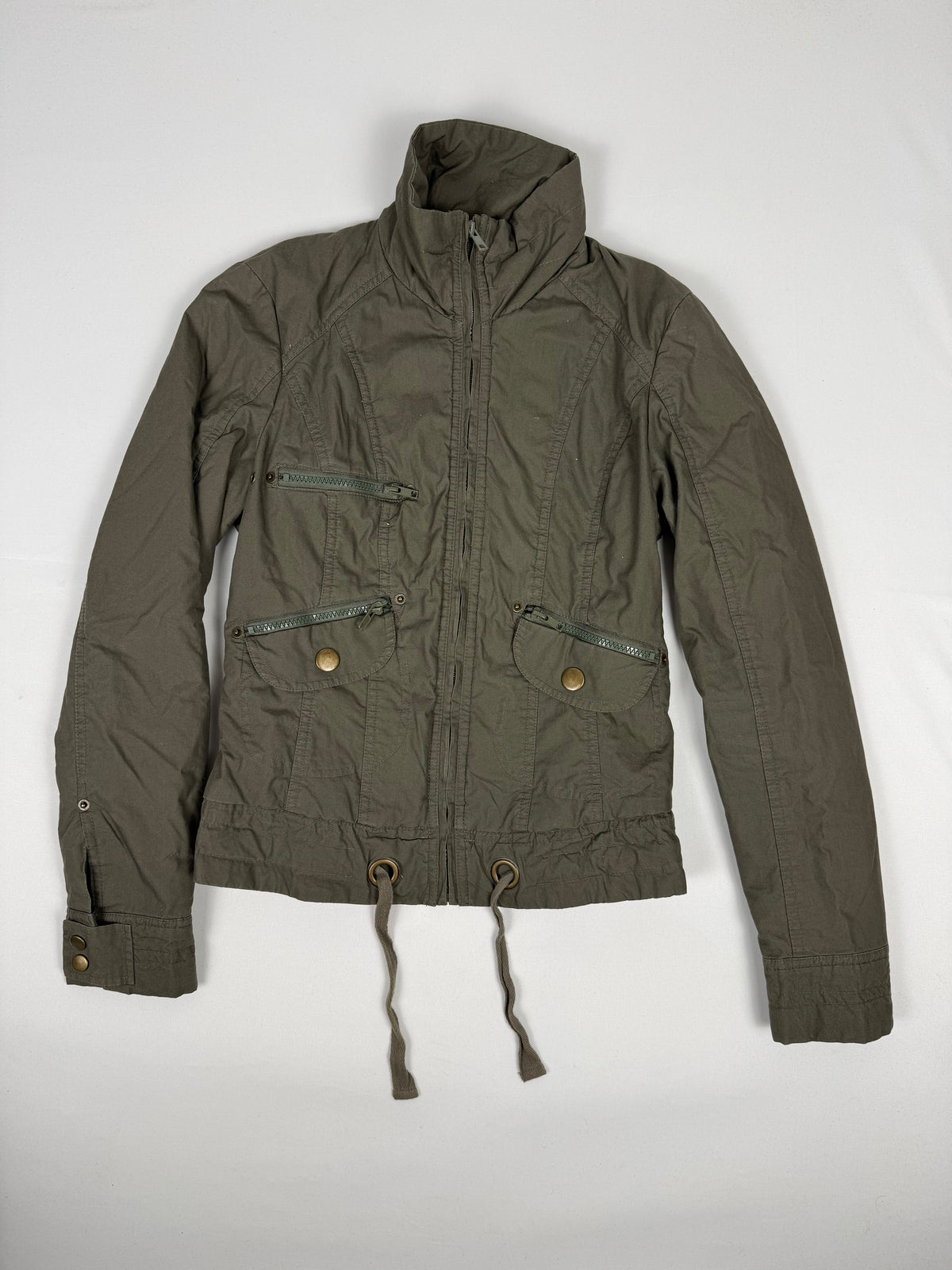 Veste ajustée 100 % coton kaki (L)