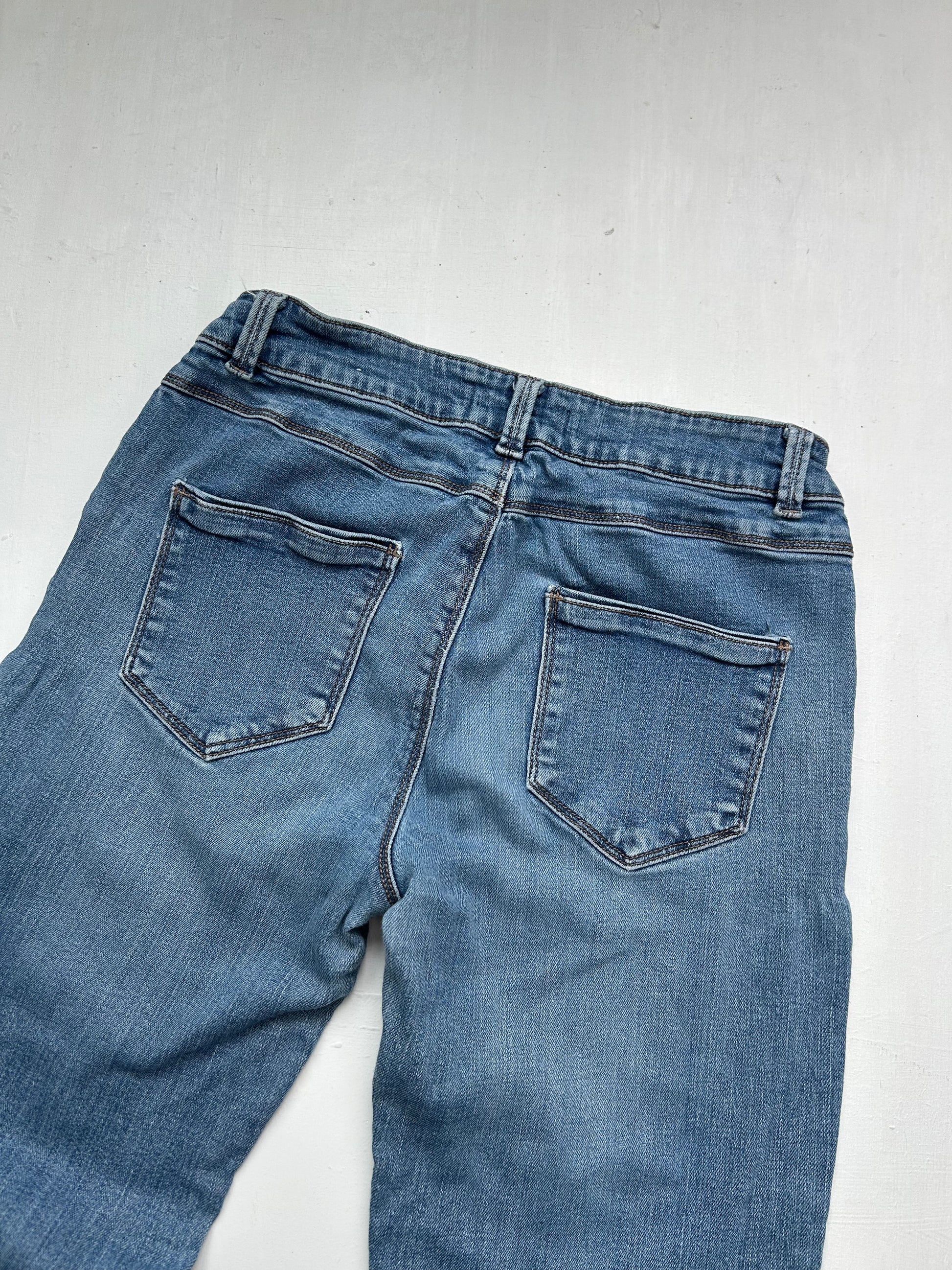 Blue denim low rise straight legs pants (S)
