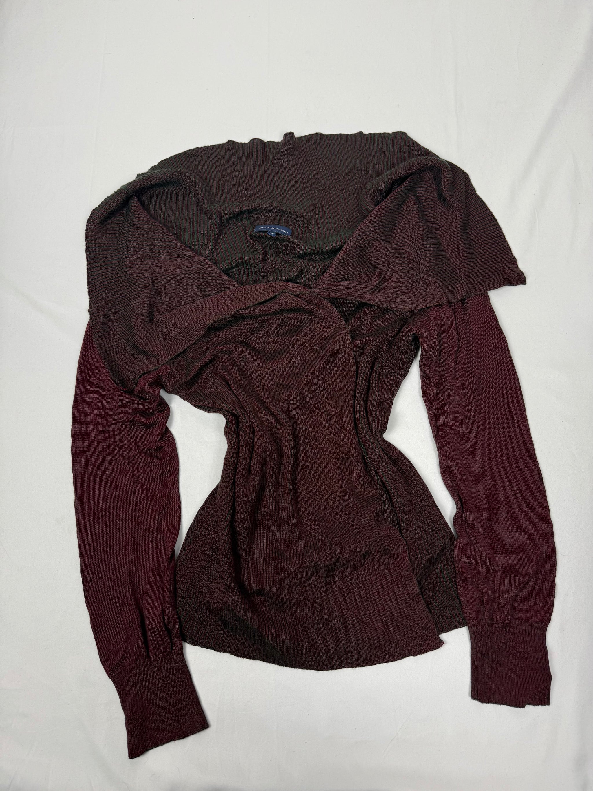 Burgundy red ribbed cardigan jumper (One size)