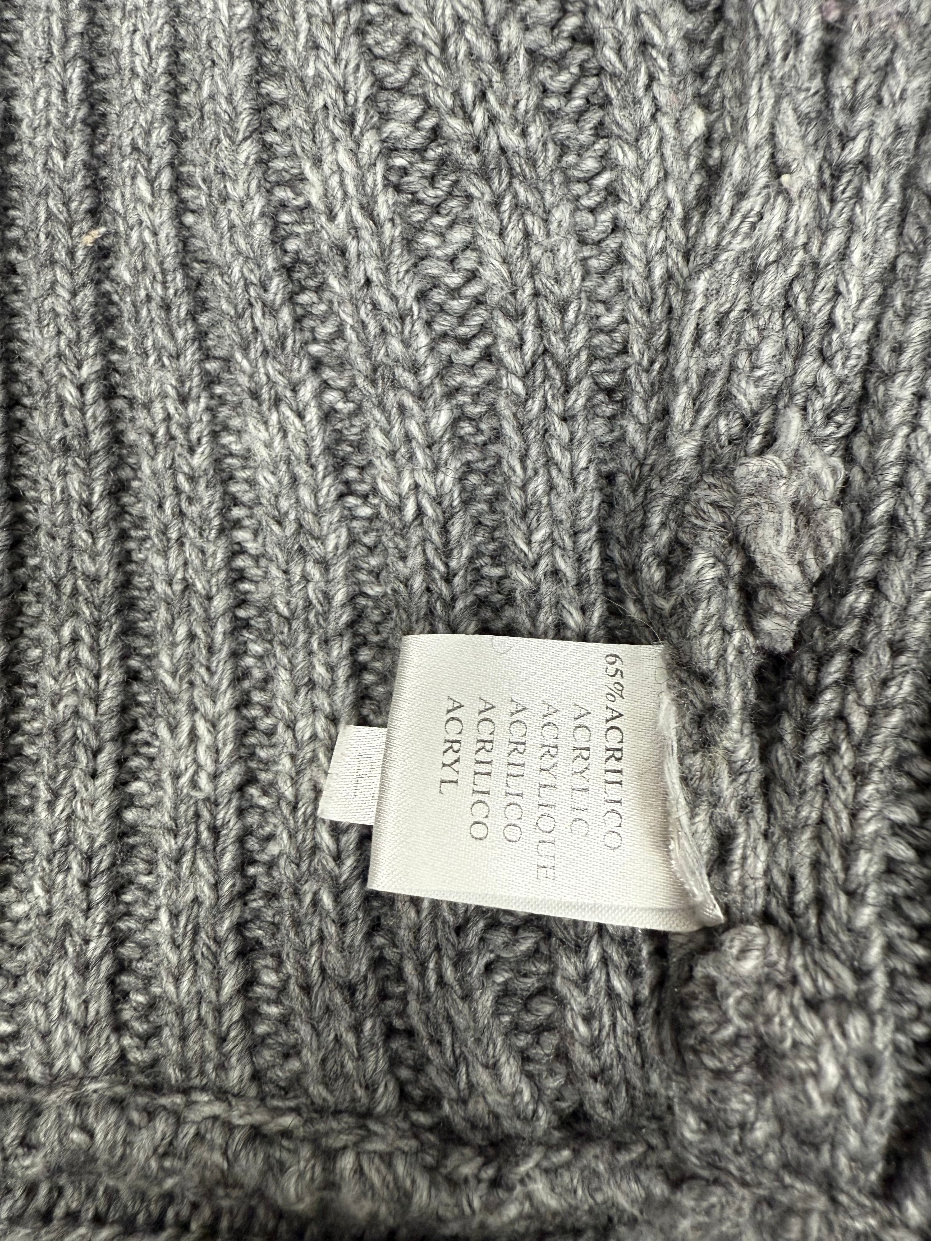 Grey faux fur neck wool maxi cardigan jumper (S/M)
