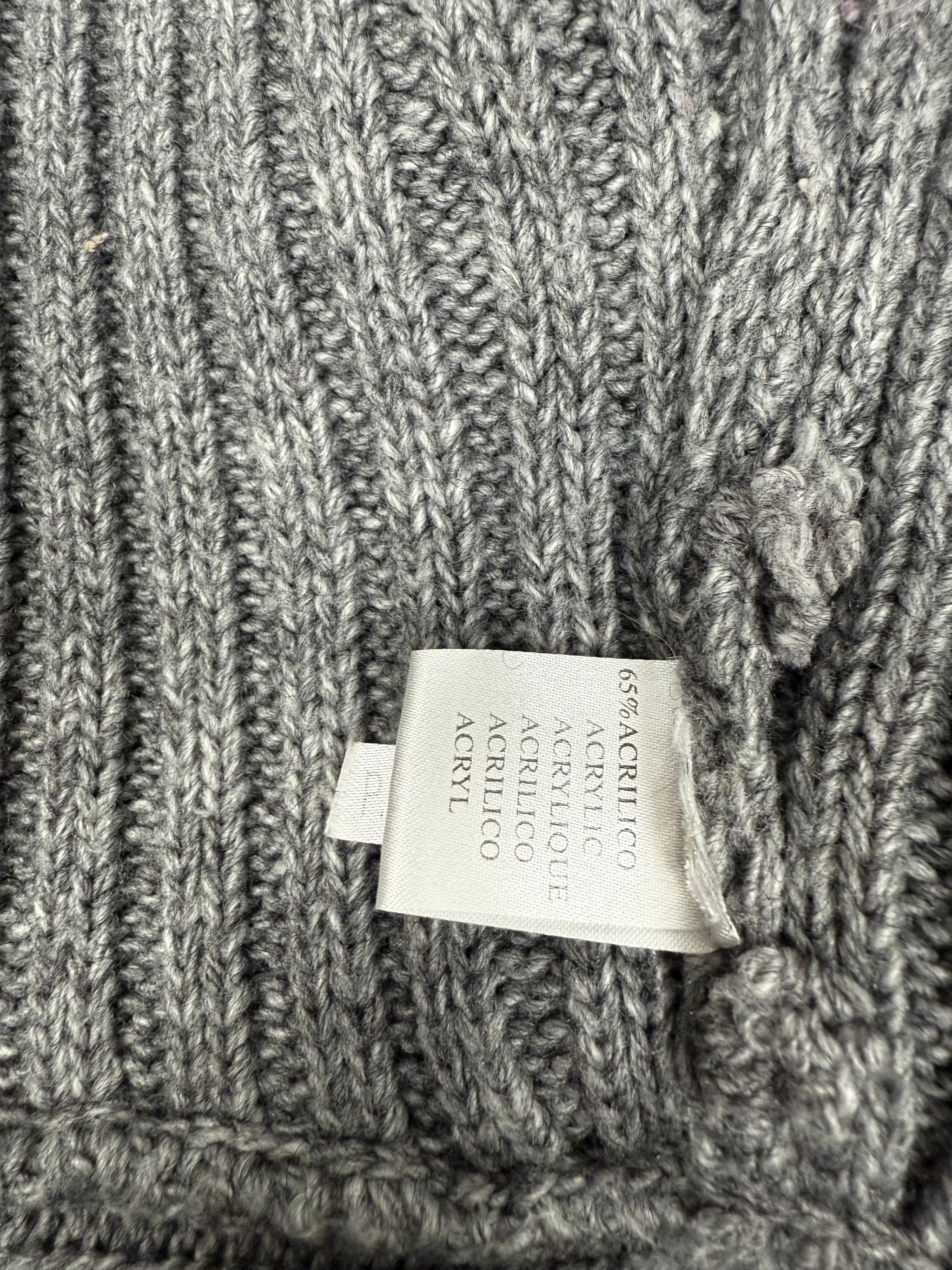 Grey faux fur neck wool maxi cardigan jumper (S/M)