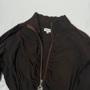 Brown ruched 100% cotton zip up sweatshirt (M/L)