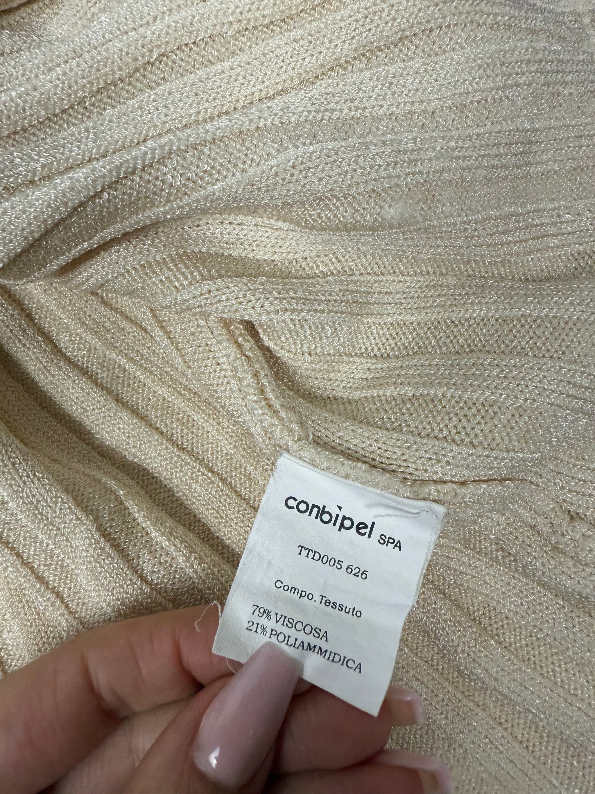 Beige ribbed super stretchy cardigan jumper (M/L)