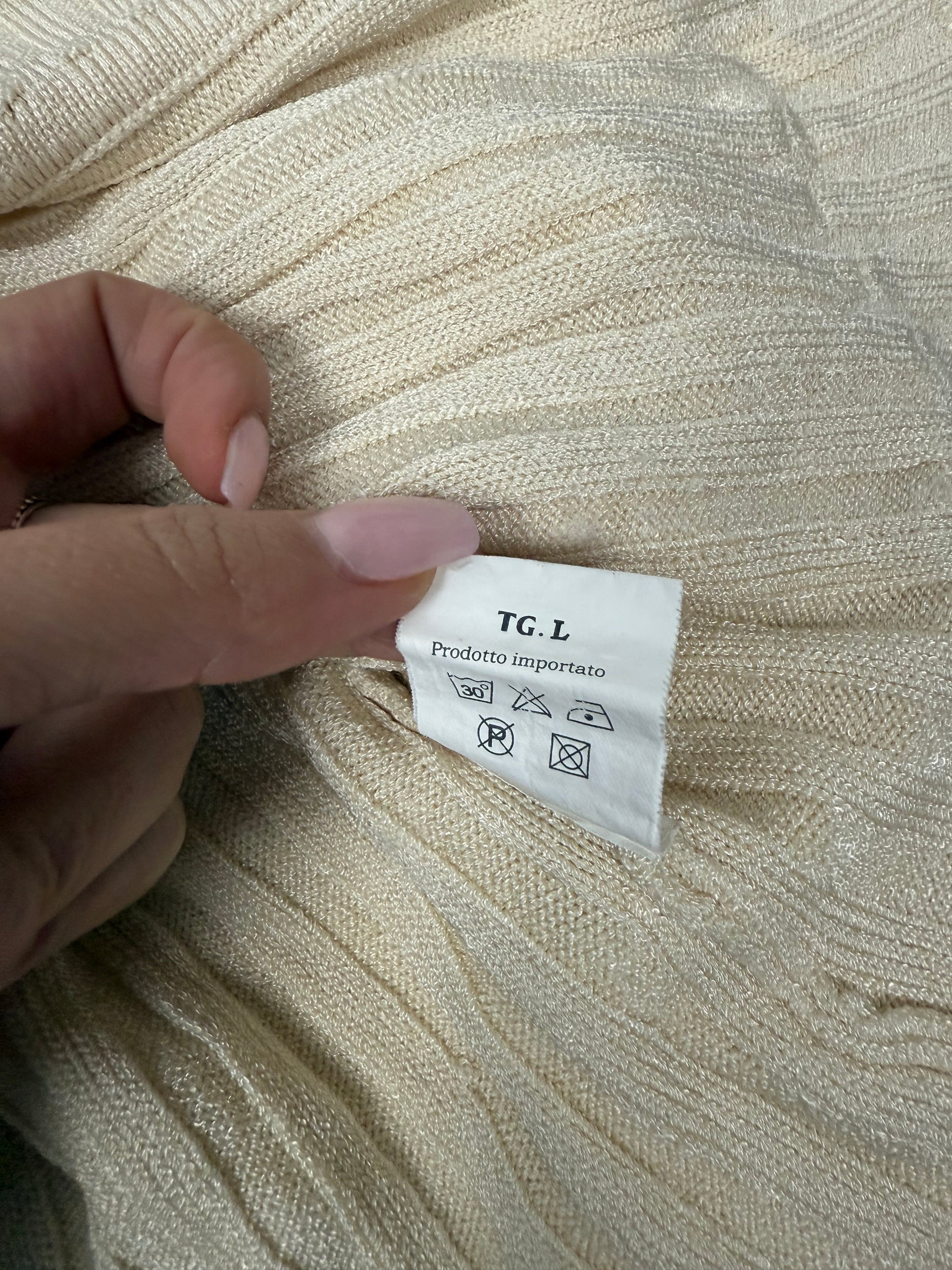 Beige ribbed super stretchy cardigan jumper (M/L)