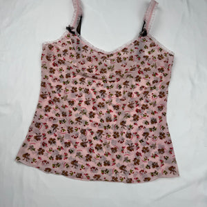 Baby pink mesh babydoll cami top (S)