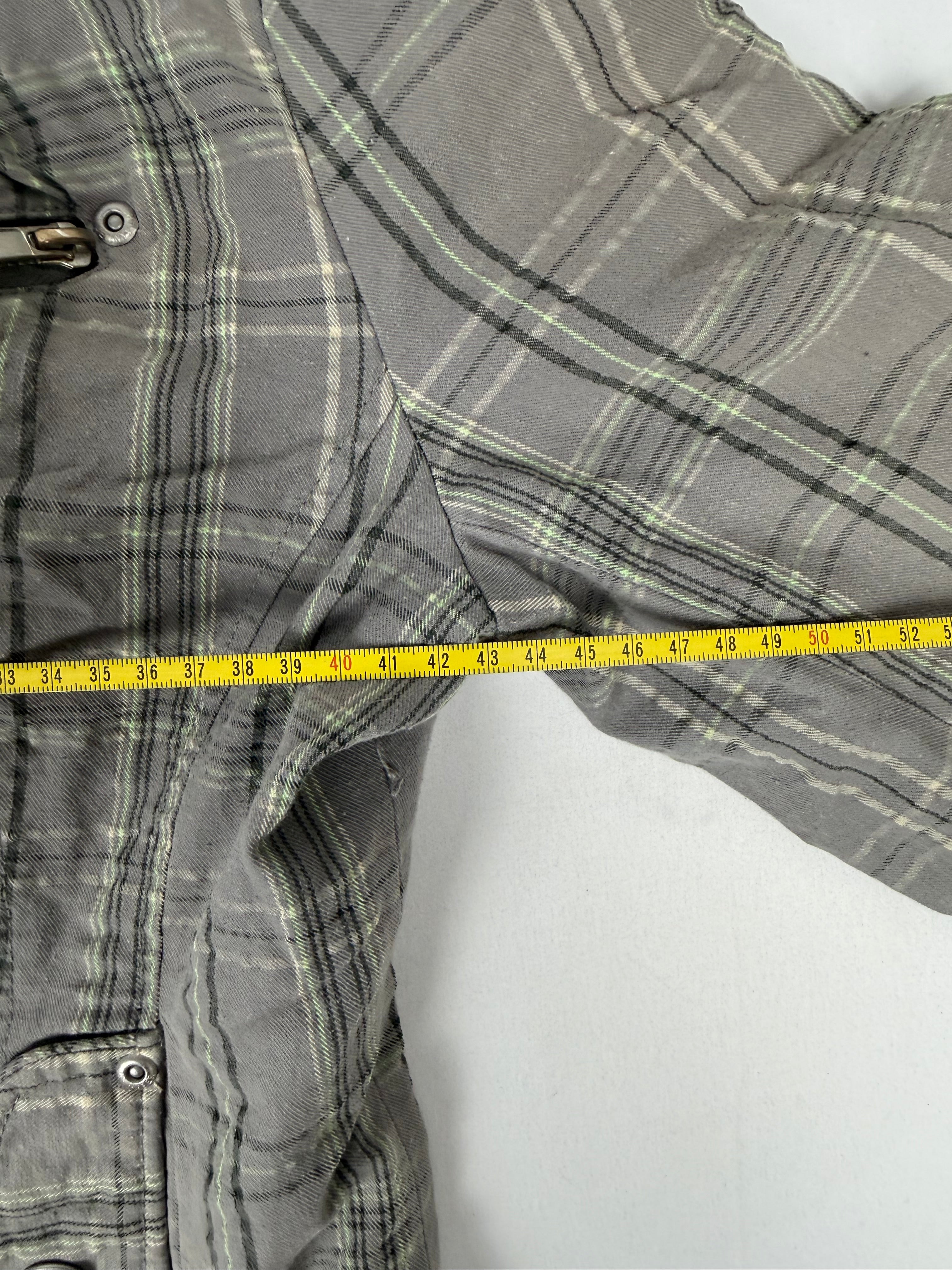 Grey check print zip up jacket (M)