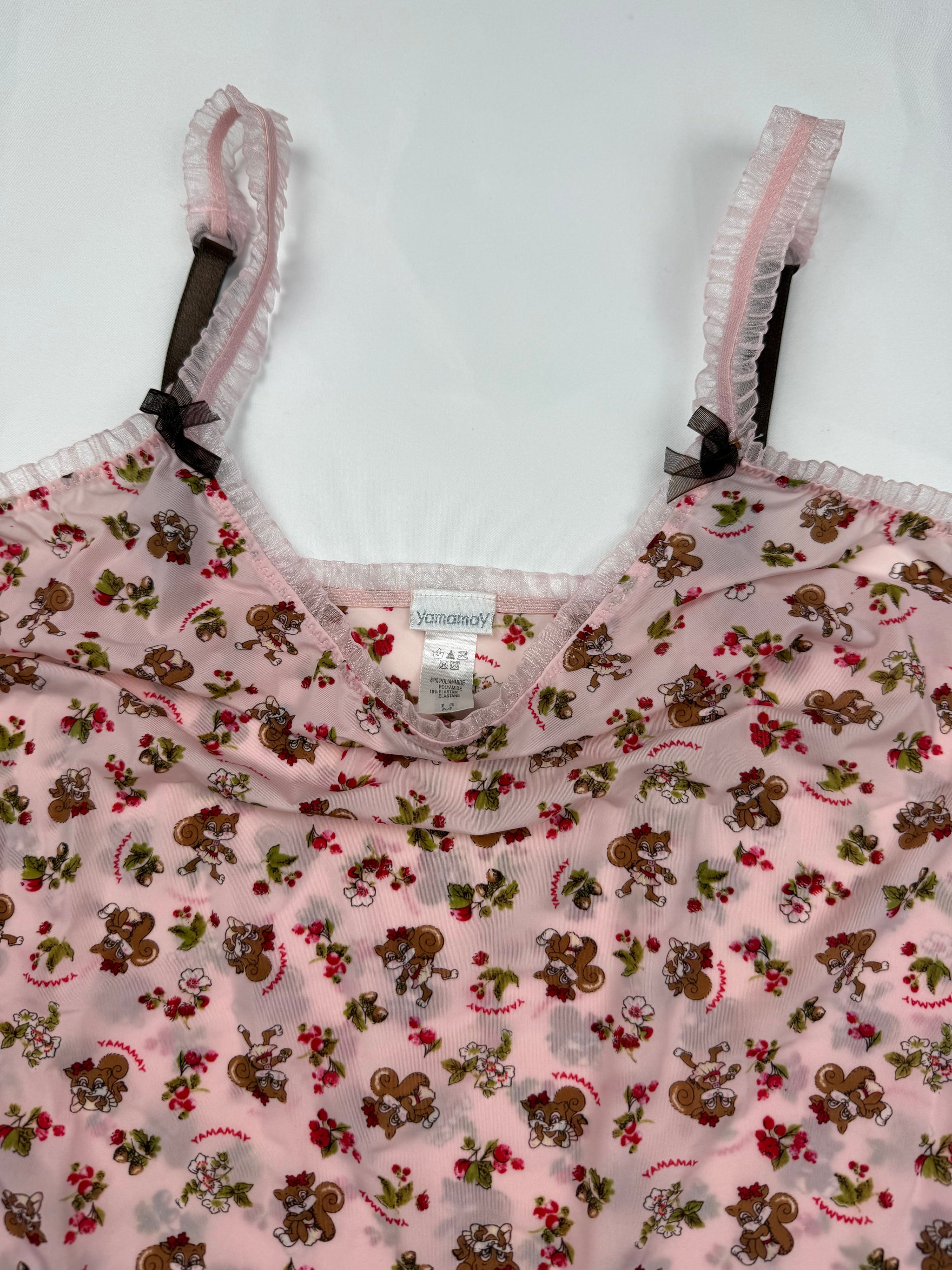 Baby pink mesh babydoll cami top (S)